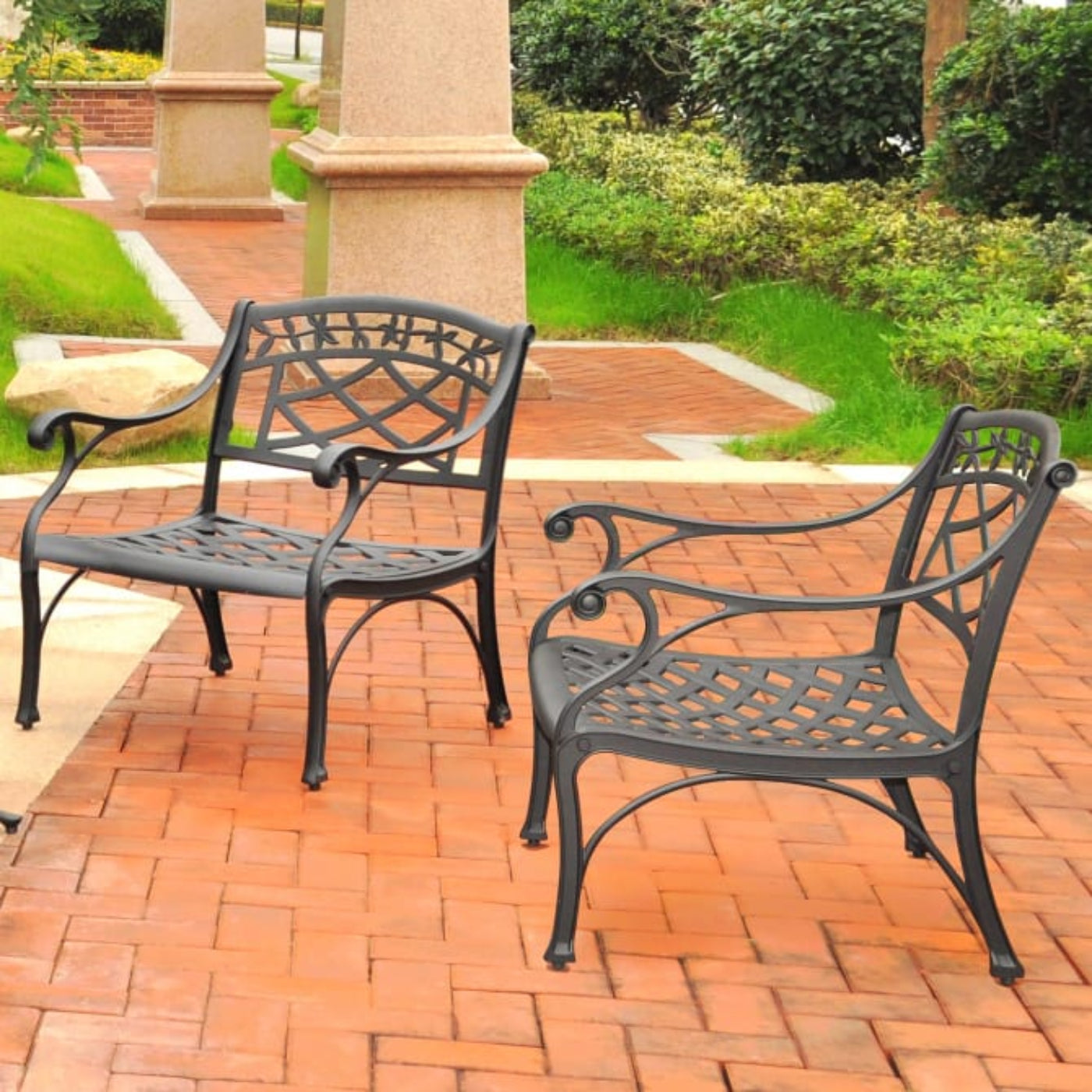 Crosley Sedona 60 Inch 2pc Outdoor Chair Set Black - KO60006BK