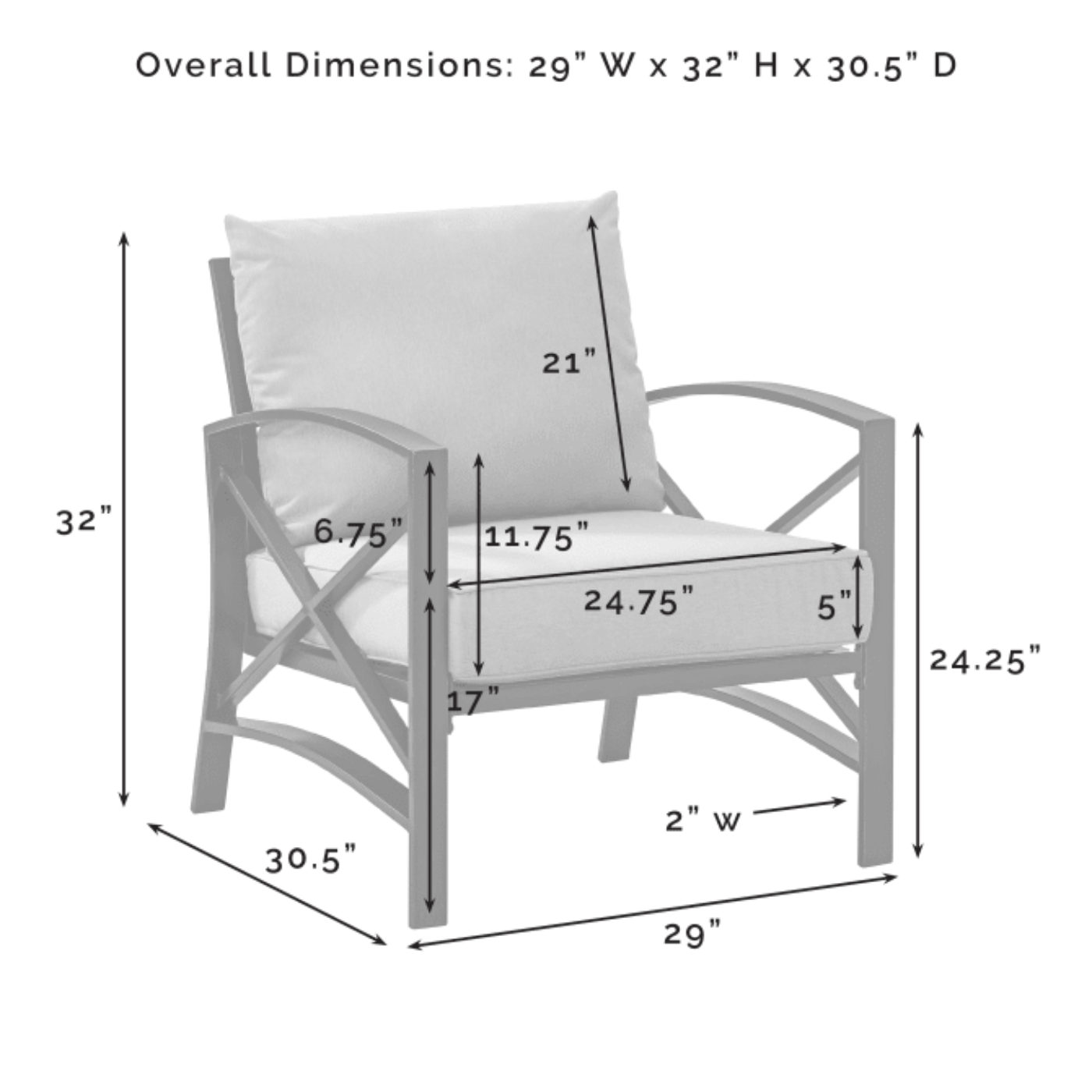 Crosley Kaplan 29 Inch Outdoor Metal Armchair - KO60007
