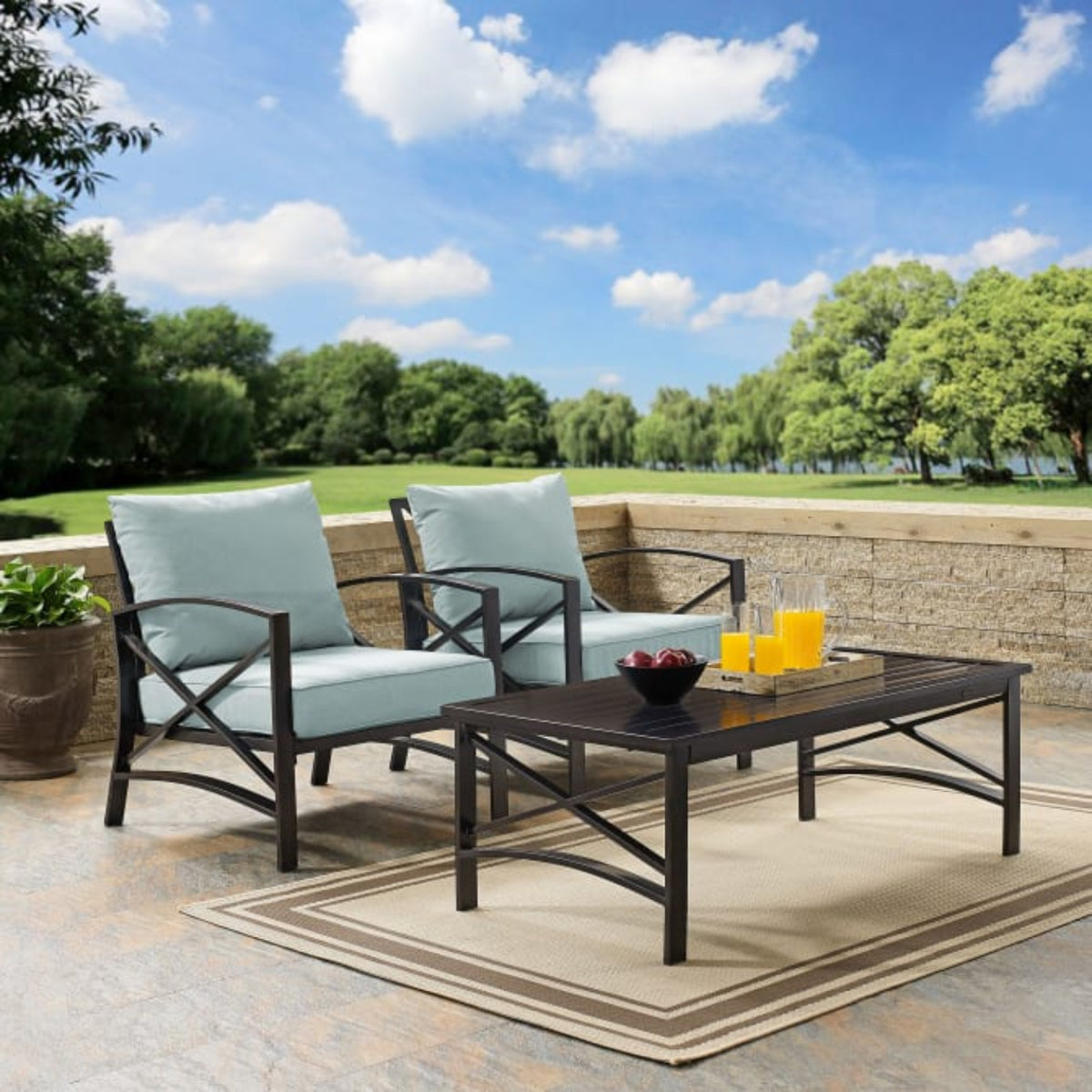Crosley Kaplan 50 Inch 3pc Outdoor Metal Armchair Set - KO60012BZ