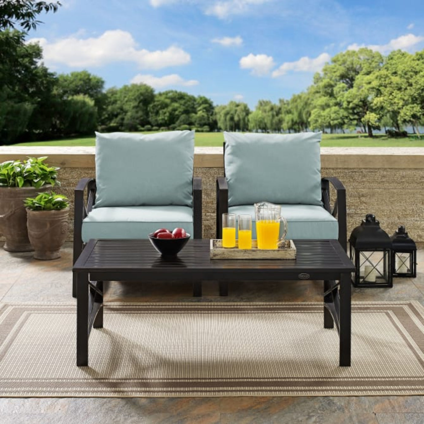 Crosley Kaplan 50 Inch 3pc Outdoor Metal Armchair Set - KO60012BZ