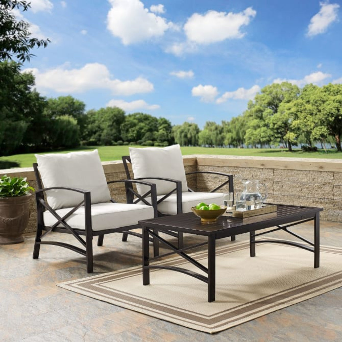 Crosley Kaplan 50 Inch 3pc Outdoor Metal Armchair Set - KO60012BZ