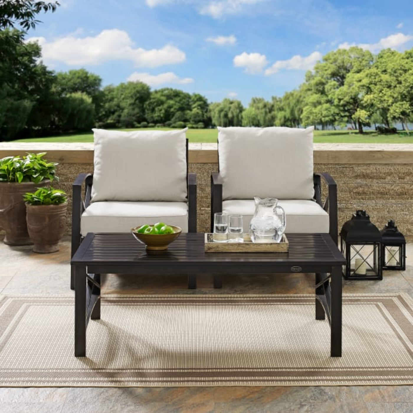 Crosley Kaplan 50 Inch 3pc Outdoor Metal Armchair Set - KO60012BZ