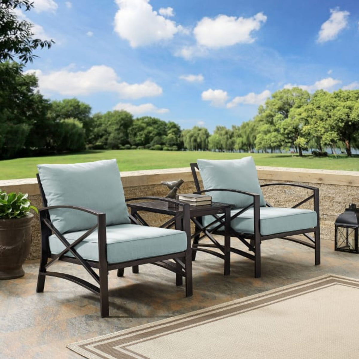 Crosley Kaplan 98 Inch 3pc Outdoor Metal Armchair Set - KO60016BZ