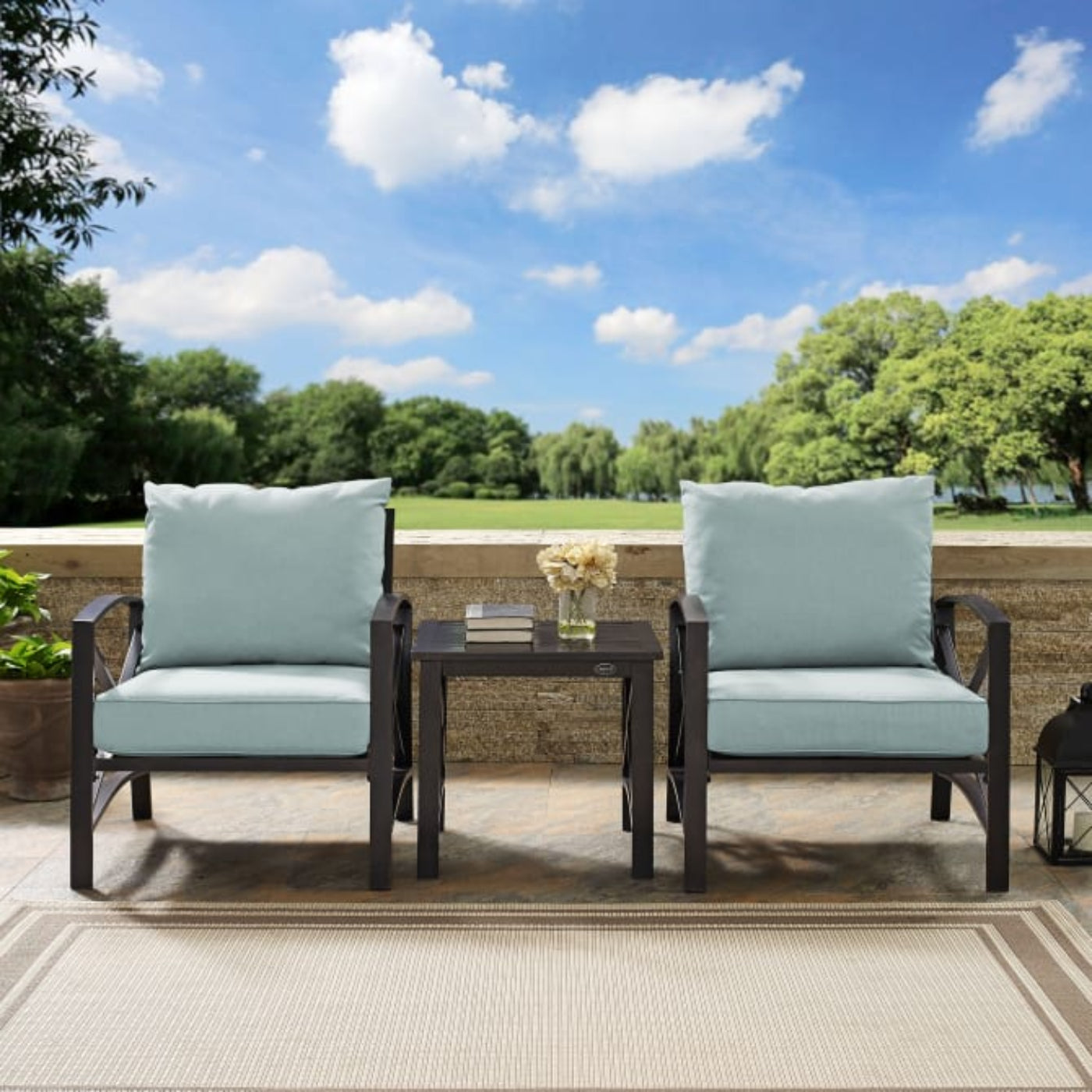Crosley Kaplan 98 Inch 3pc Outdoor Metal Armchair Set - KO60016BZ