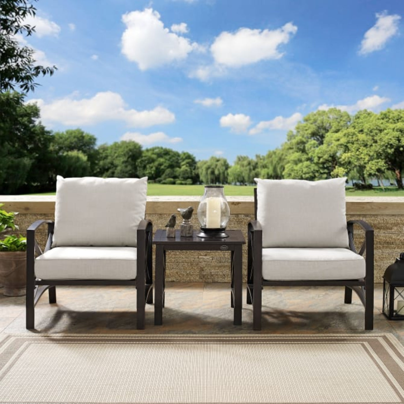 Crosley Kaplan 98 Inch 3pc Outdoor Metal Armchair Set - KO60016BZ