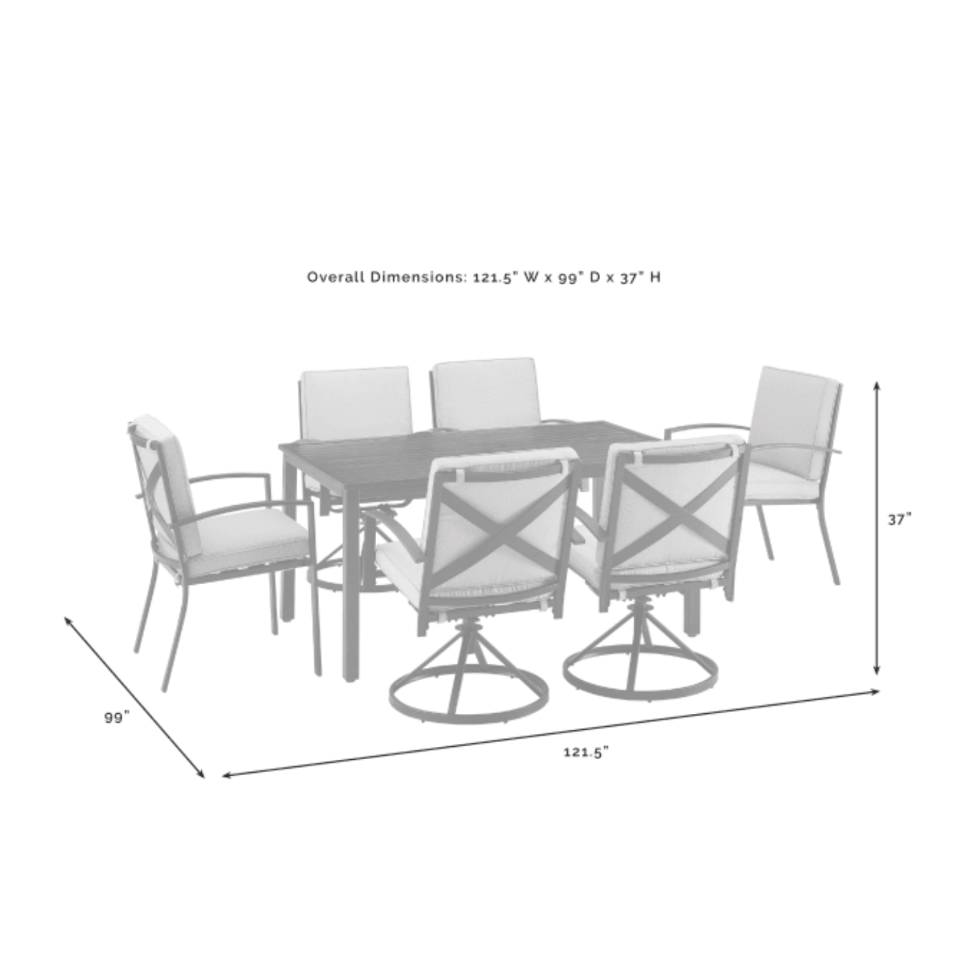 Crosley Kaplan 121.50 Inch 7pc Outdoor Metal Dining Set - KO60024BZ