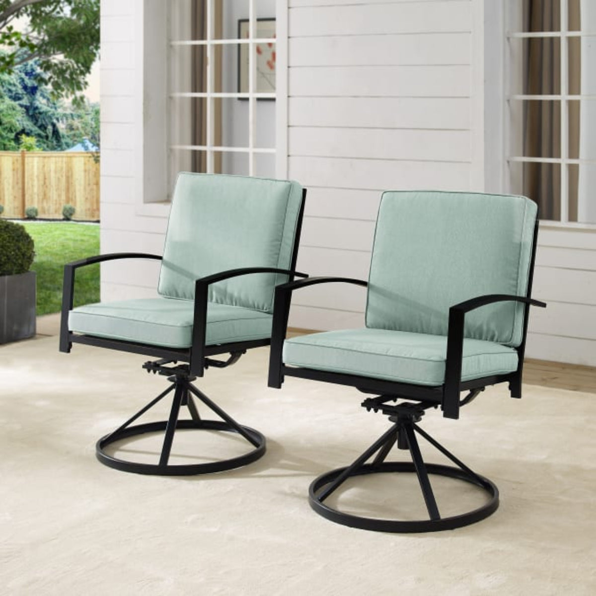 Crosley Kaplan 2pc Outdoor Metal Dining Swivel Chair Set - KO60026BZ