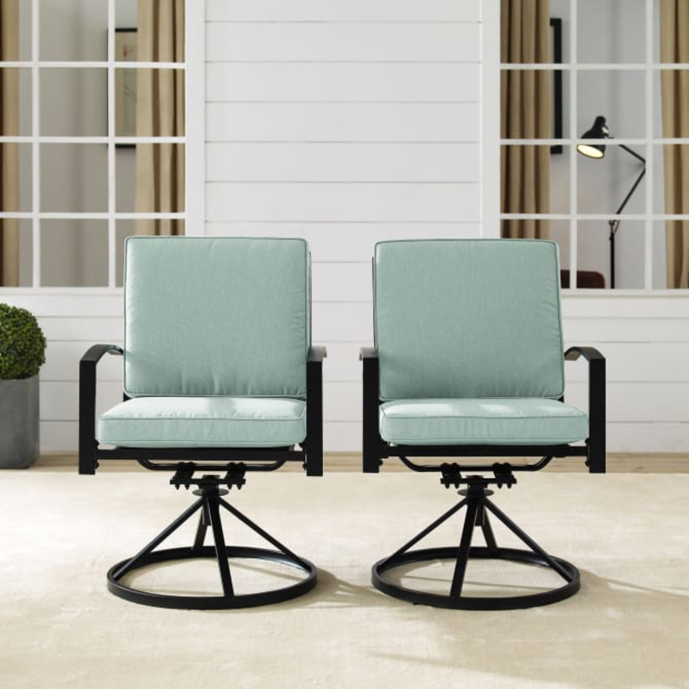Crosley Kaplan 2pc Outdoor Metal Dining Swivel Chair Set - KO60026BZ