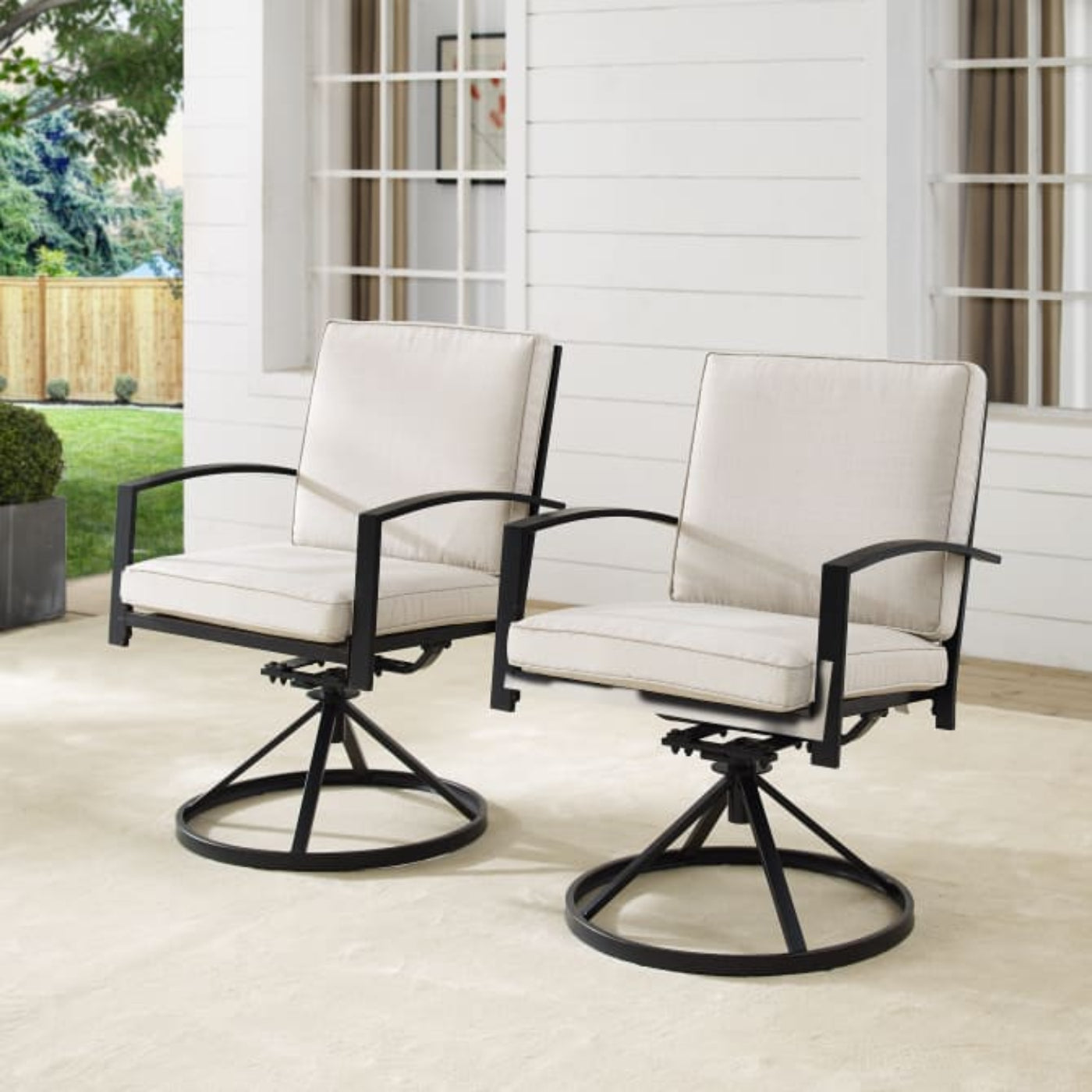 Crosley Kaplan 2pc Outdoor Metal Dining Swivel Chair Set - KO60026BZ