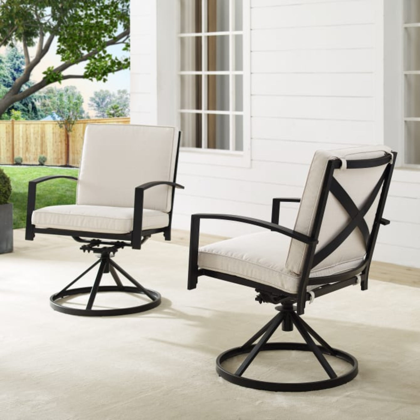 Crosley Kaplan 2pc Outdoor Metal Dining Swivel Chair Set - KO60026BZ