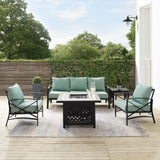 Crosley Kaplan 147 Inch 5pc Outdoor Metal Sofa Set W/Fire Table - KO60034