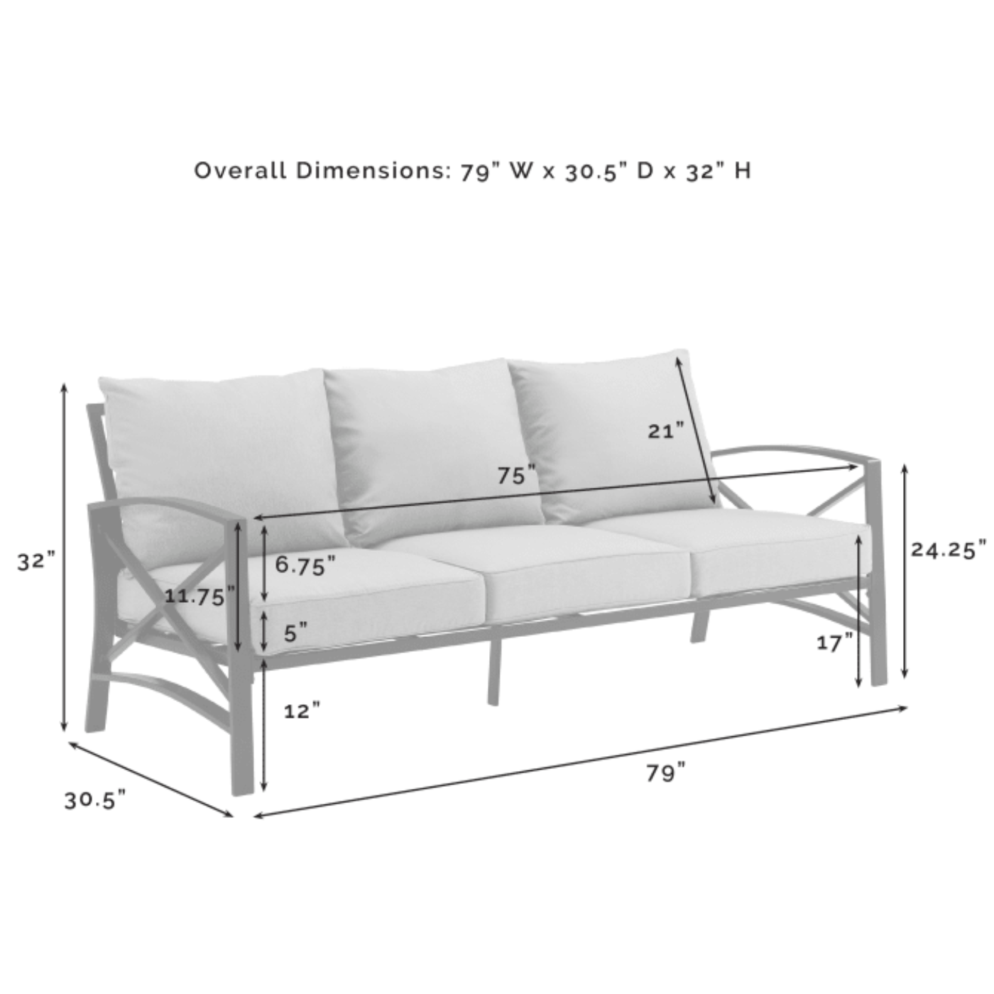 Crosley Kaplan 147 Inch 5pc Outdoor Metal Sofa Set W/Fire Table - KO60034