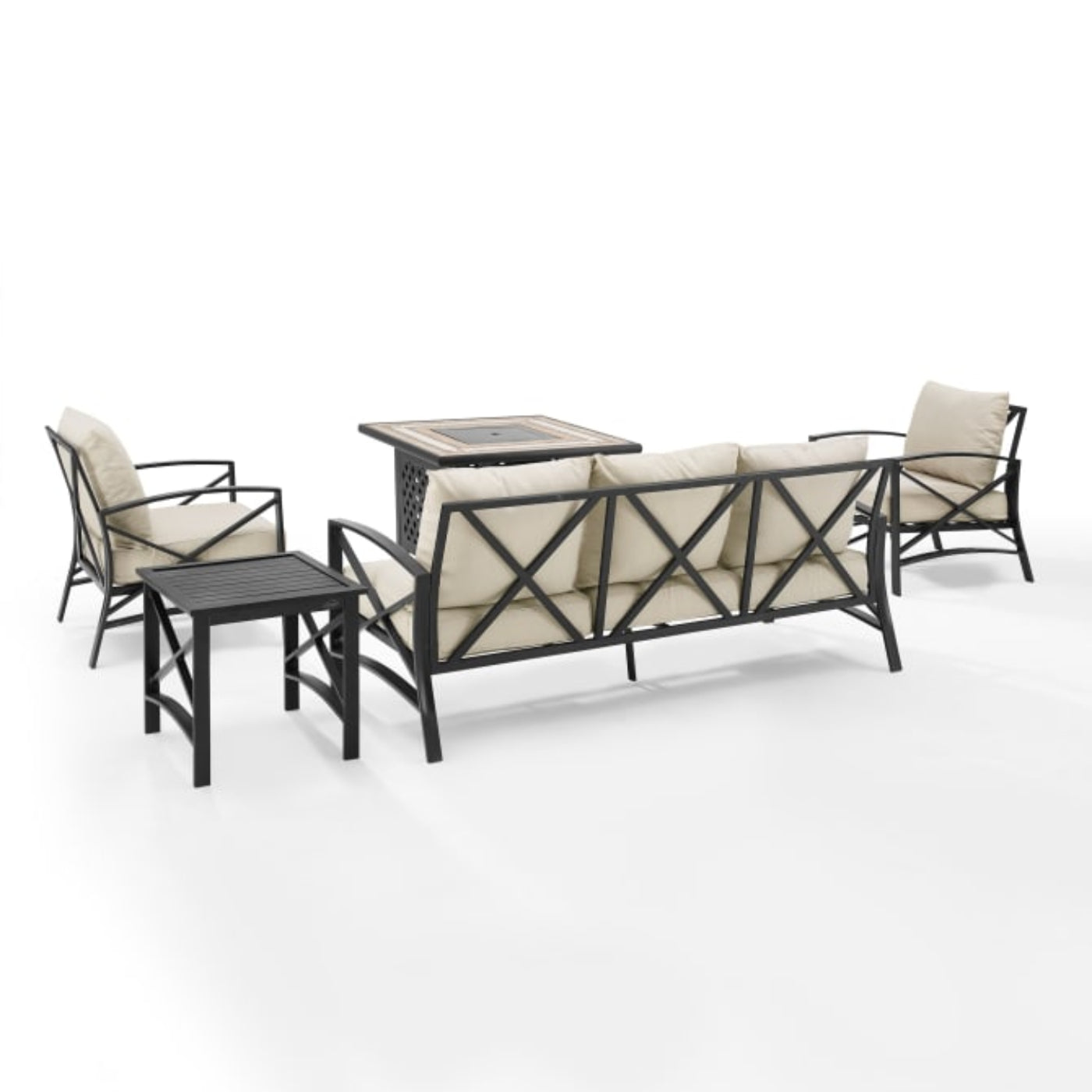Crosley Kaplan 147 Inch 5pc Outdoor Metal Sofa Set W/Fire Table - KO60034