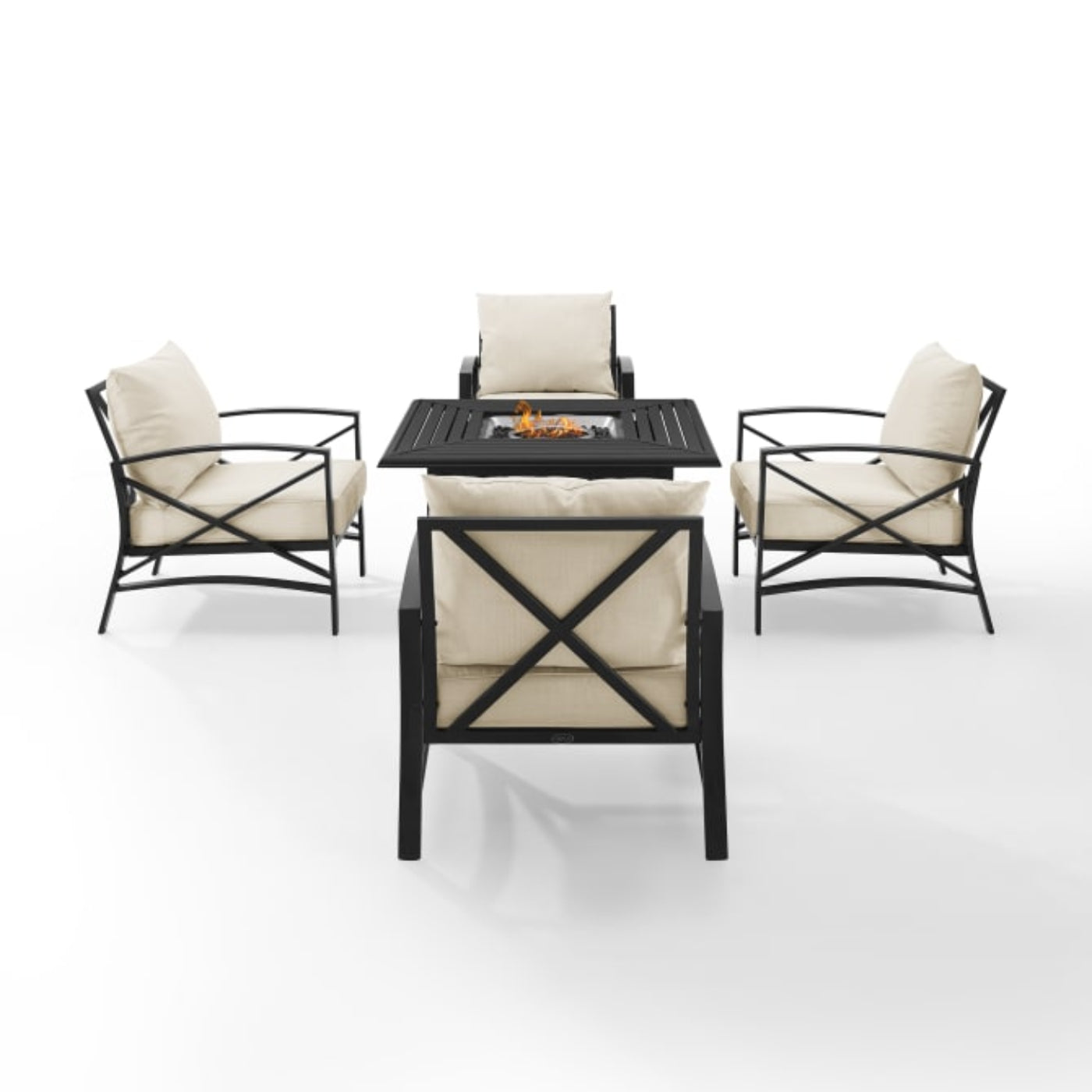 Crosley Kaplan 140 Inch 5pc Outdoor Metal Conversation Set W/Fire Table - KO60035BZ