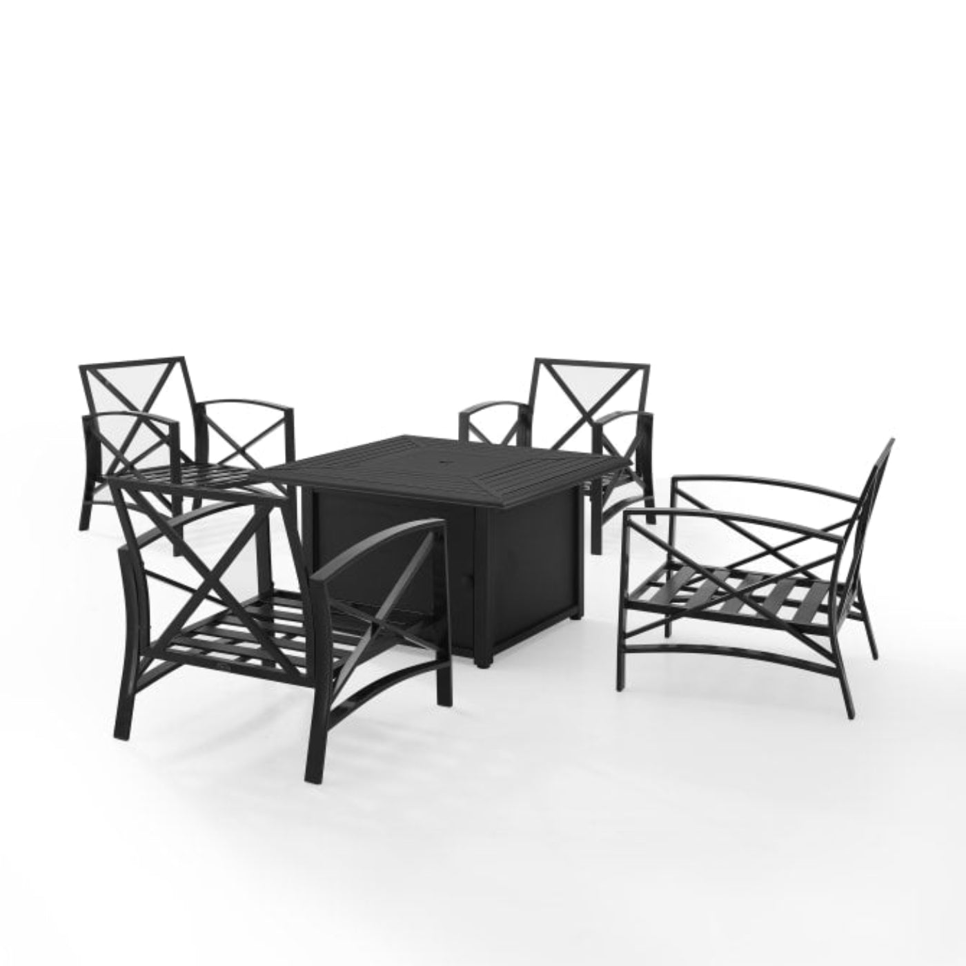 Crosley Kaplan 140 Inch 5pc Outdoor Metal Conversation Set W/Fire Table - KO60035BZ