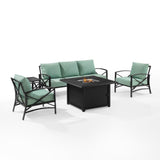 Crosley Kaplan 147 Inch 5pc Outdoor Metal Sofa Set W/Fire Table - KO60036