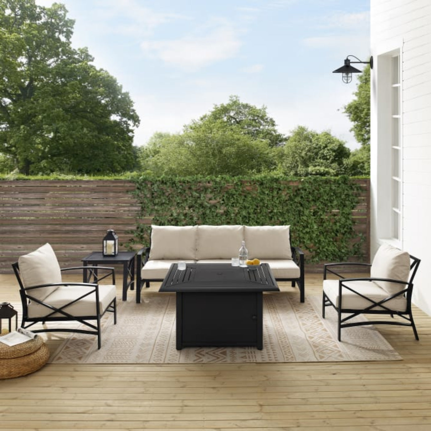 Crosley Kaplan 147 Inch 5pc Outdoor Metal Sofa Set W/Fire Table - KO60036