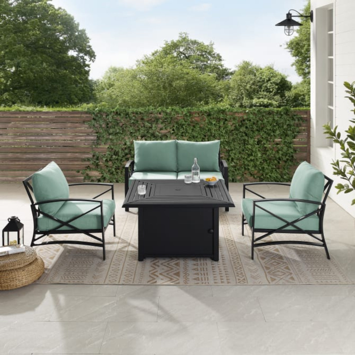 Crosley Kaplan 147 Inch 4pc Outdoor Metal Conversation Set W/Fire Table - KO60037BZ