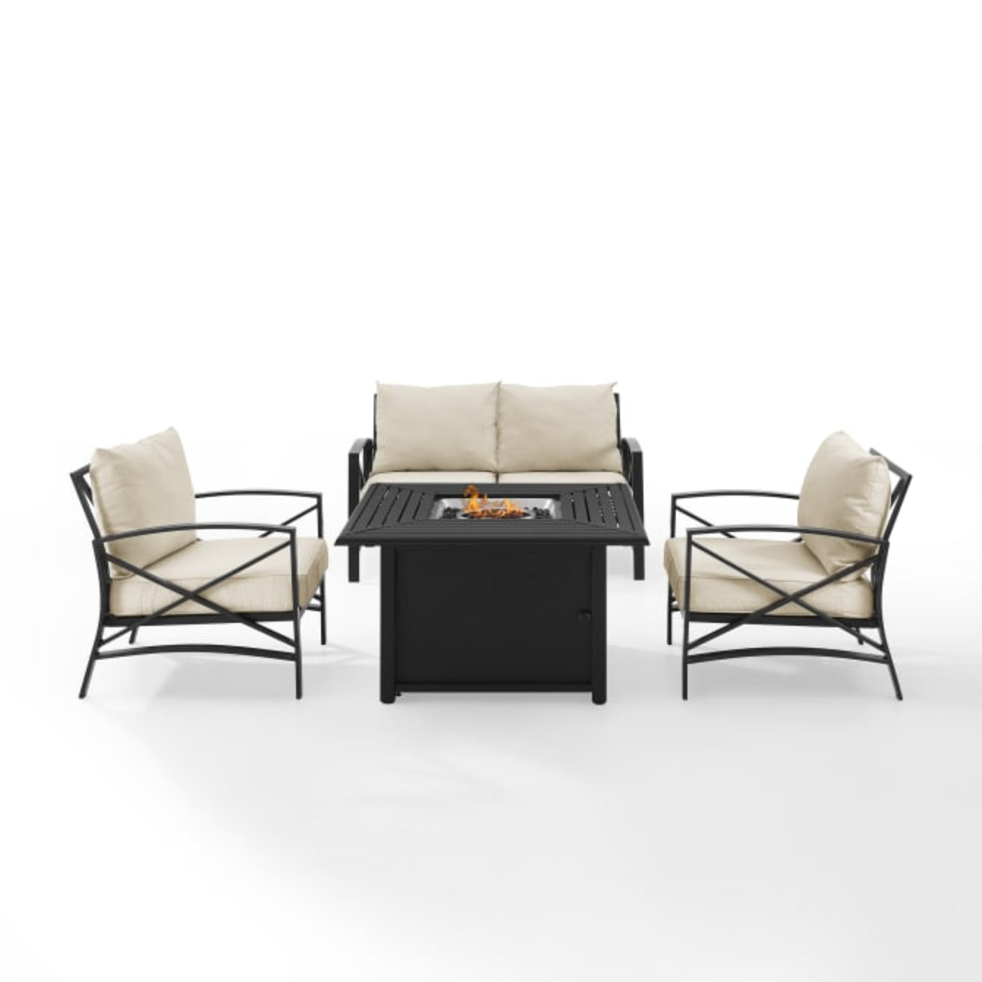Crosley Kaplan 147 Inch 4pc Outdoor Metal Conversation Set W/Fire Table - KO60037BZ