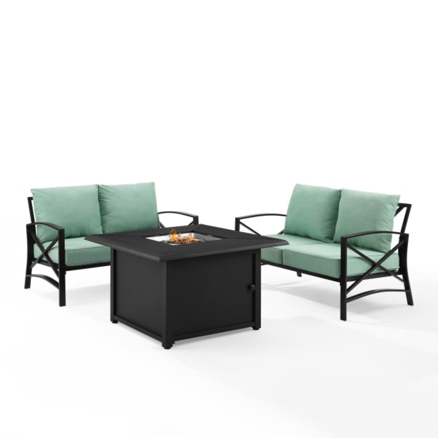 Crosley Kaplan 91 Inch 3pc Outdoor Metal Conversation Set W/Fire Table  -KO60038BZ