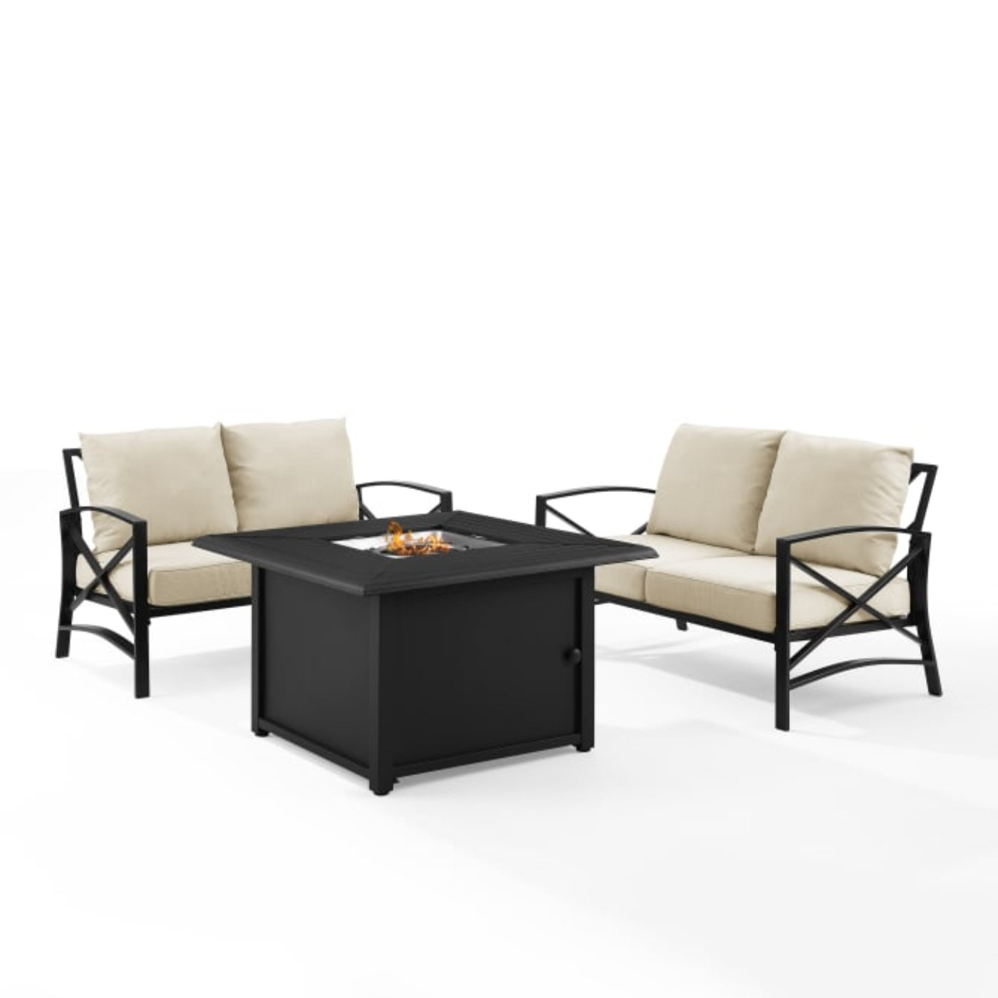 Crosley Kaplan 91 Inch 3pc Outdoor Metal Conversation Set W/Fire Table  -KO60038BZ