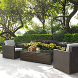 Crosley Palm Harbor 130.50 Inch 3pc Outdoor Wicker Chair Set - KO70004BR