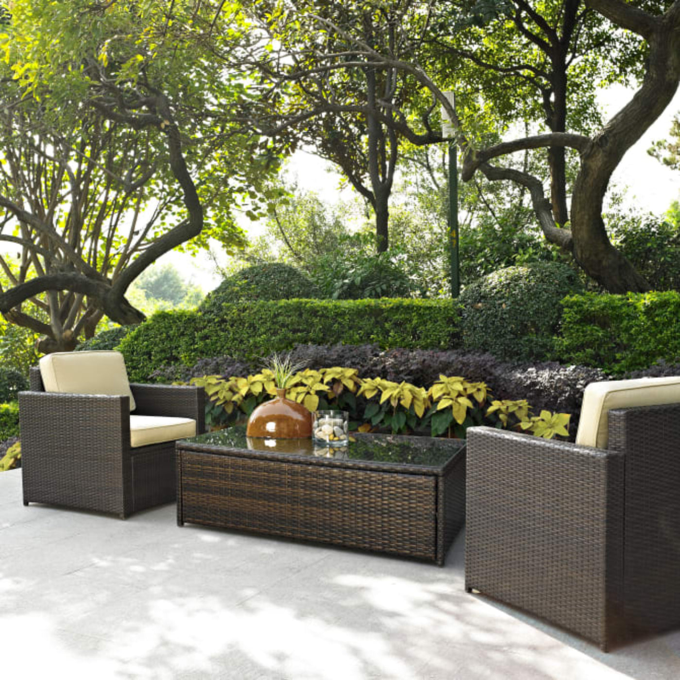 Crosley Palm Harbor 130.50 Inch 3pc Outdoor Wicker Chair Set - KO70004BR