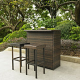 Crosley Palm Harbor 39 Inch 3pc Outdoor Wicker Bar Set Brown - KO70009BR