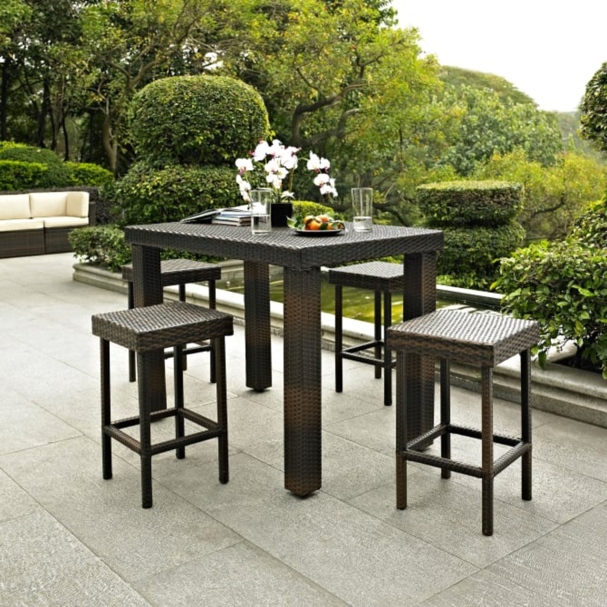 Crosley Palm Harbor 5pc Outdoor Wicker Counter Height Dining Set Brown - KO70010BR