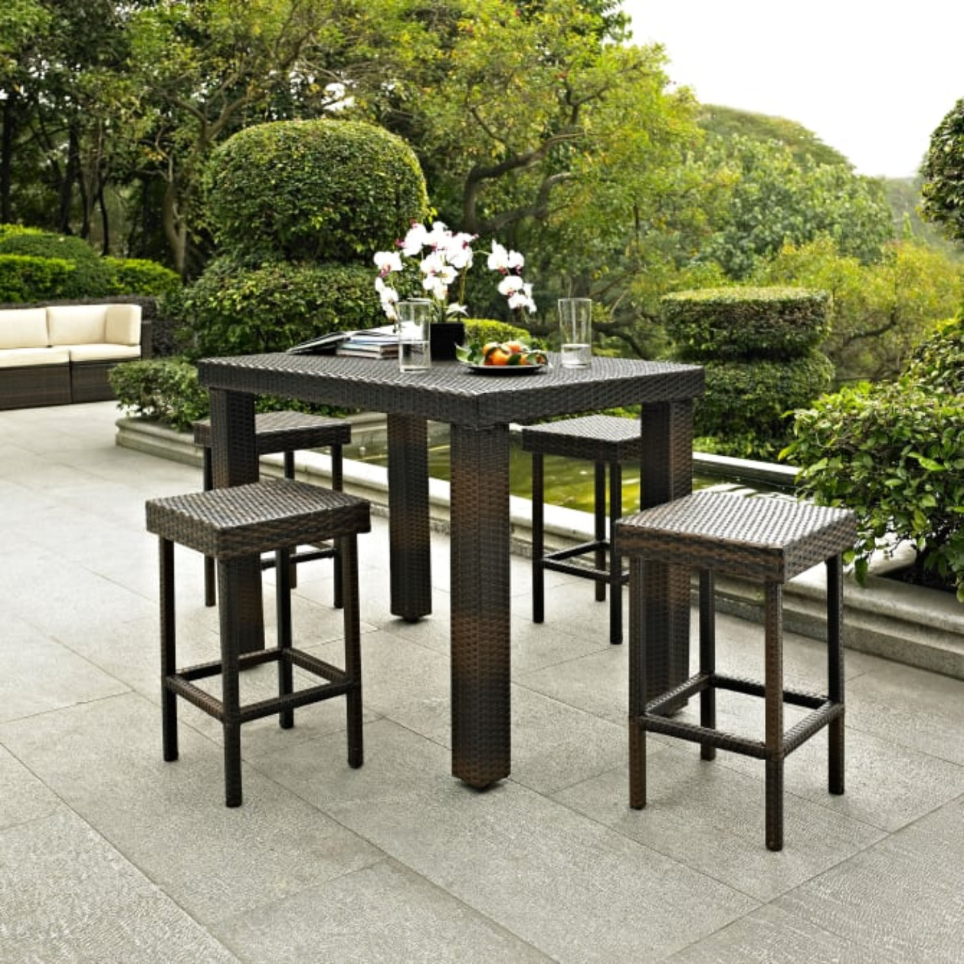 Crosley Palm Harbor 5pc Outdoor Wicker Counter Height Dining Set Brown - KO70010BR
