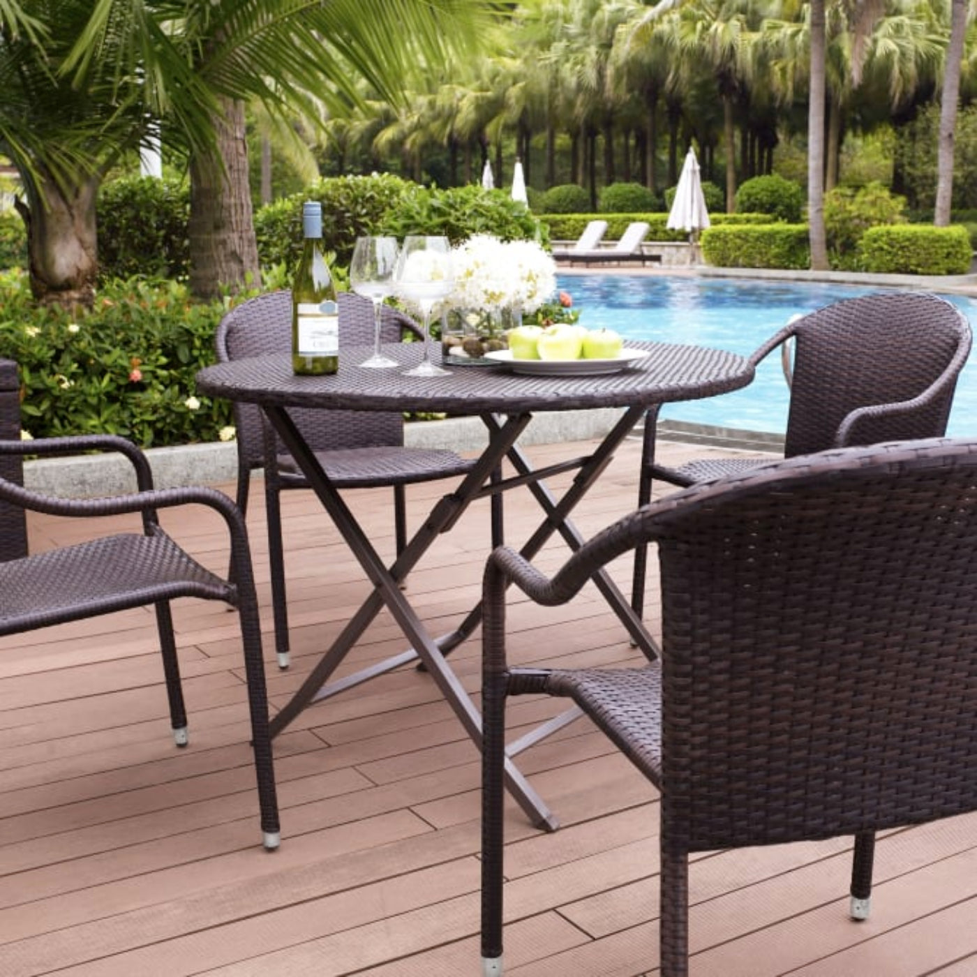Crosley Palm Harbor 111 Inch 5pc Outdoor Wicker Dining Set Brown - KO70012BR