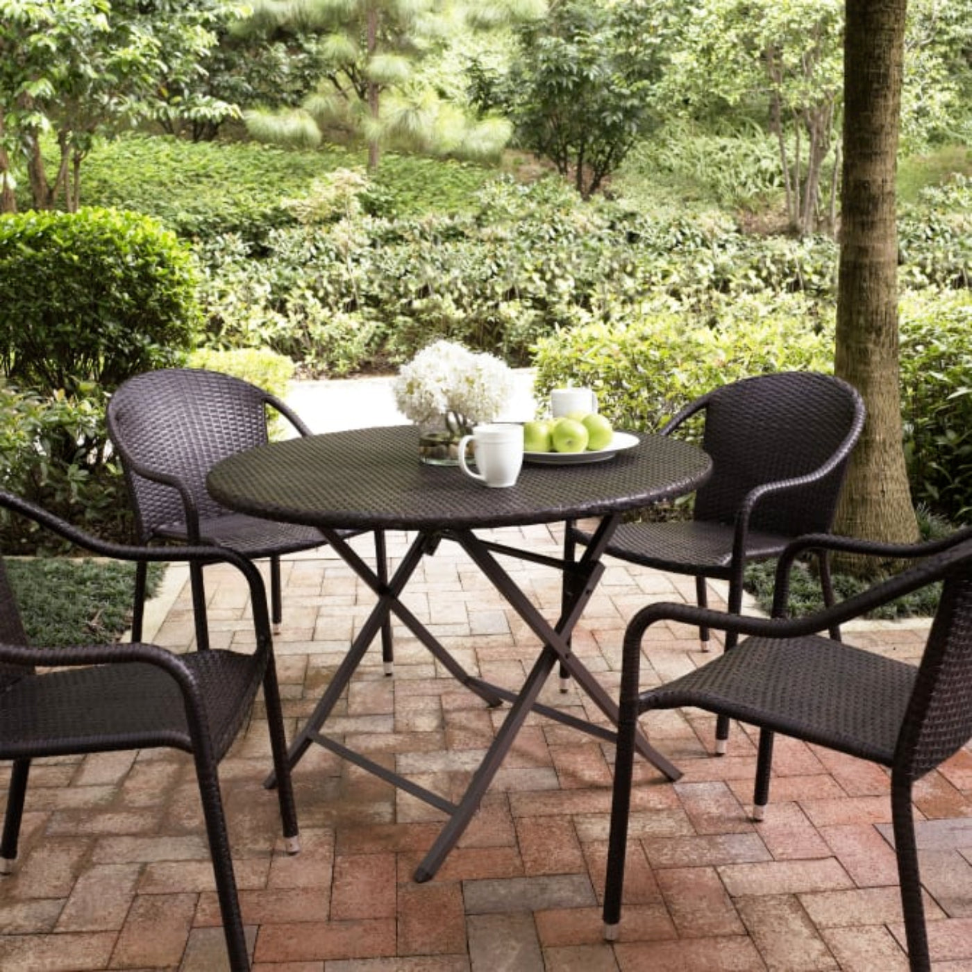 Crosley Palm Harbor 111 Inch 5pc Outdoor Wicker Dining Set Brown - KO70012BR