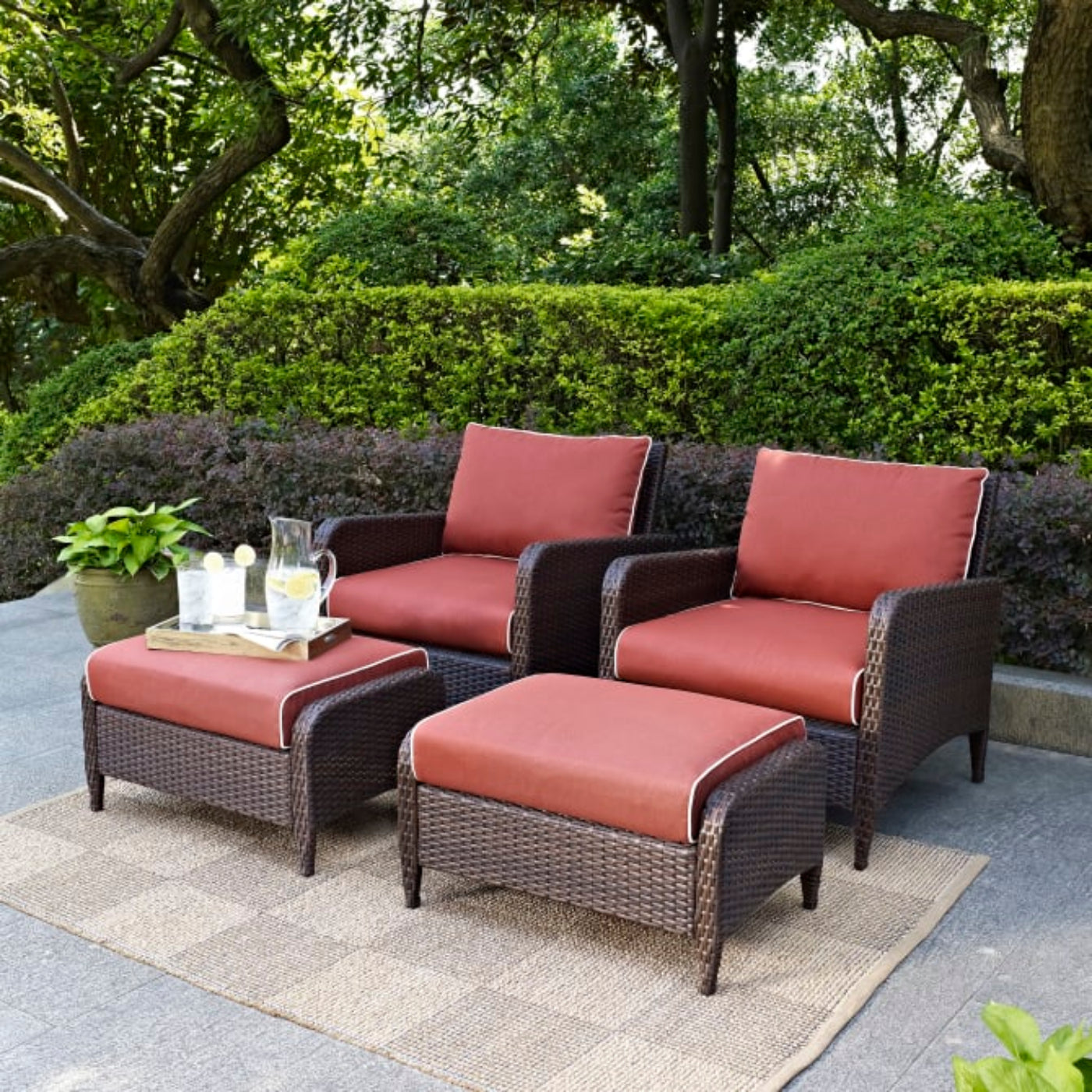 Crosley Kiawah 69 Inch 4pc Outdoor Wicker Chair Set - KO70033BR