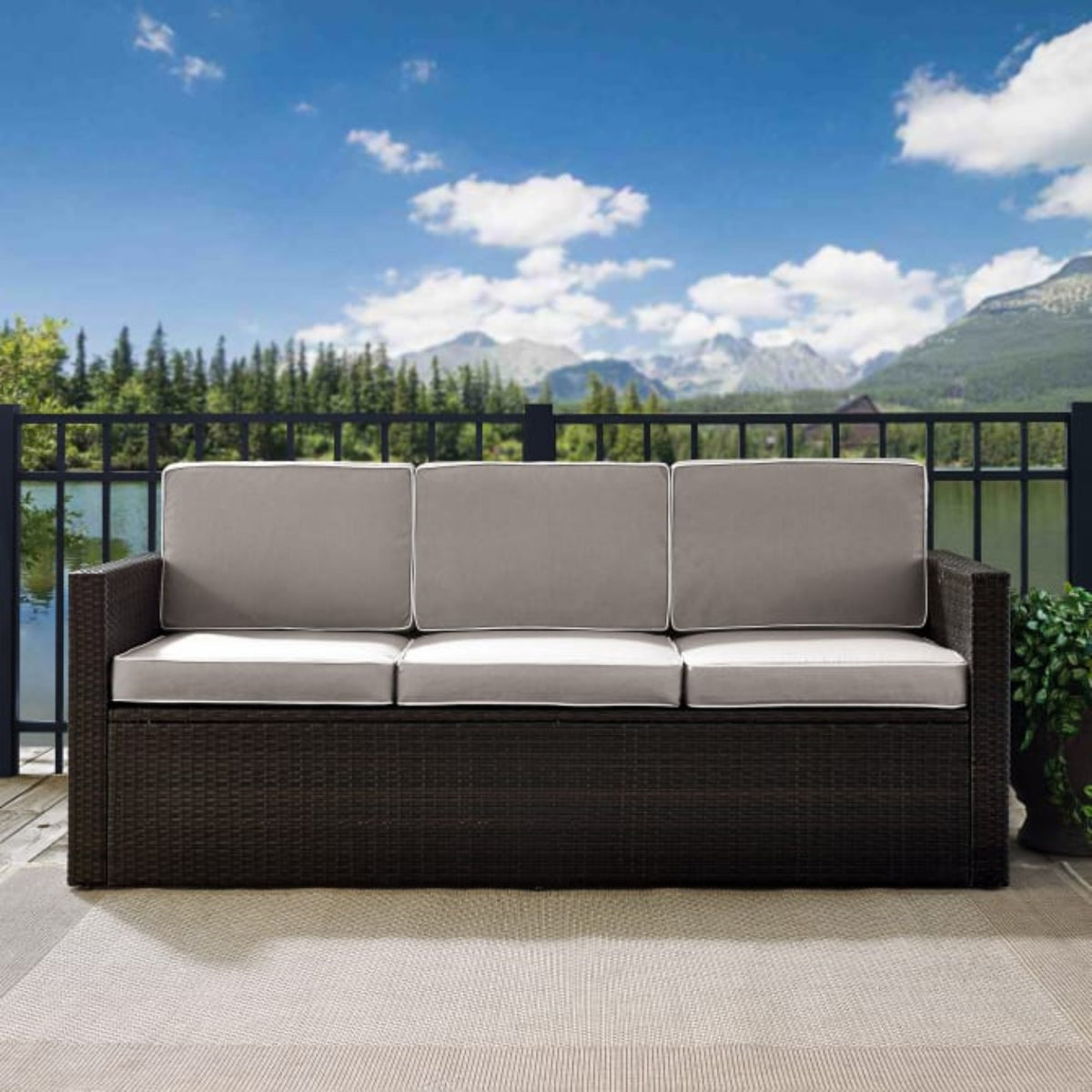 Crosley Palm Harbor Outdoor Wicker Sofa - KO70048BR
