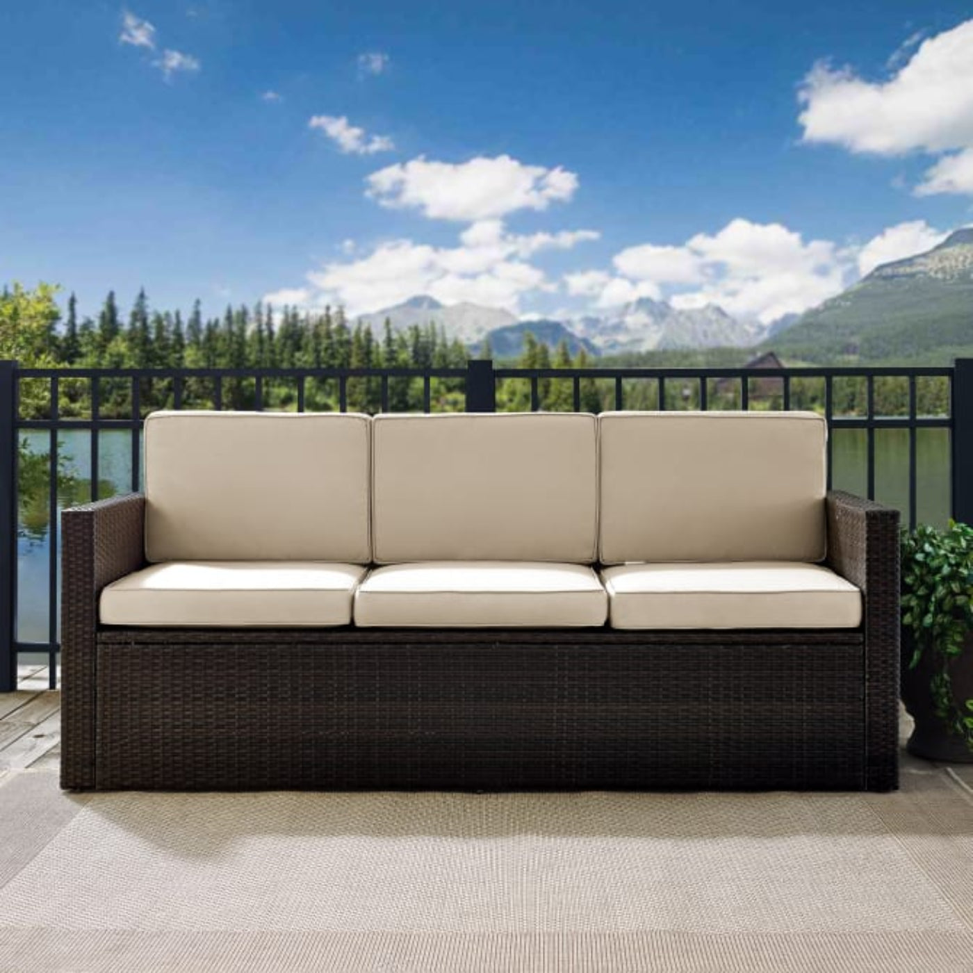 Crosley Palm Harbor Outdoor Wicker Sofa - KO70048BR
