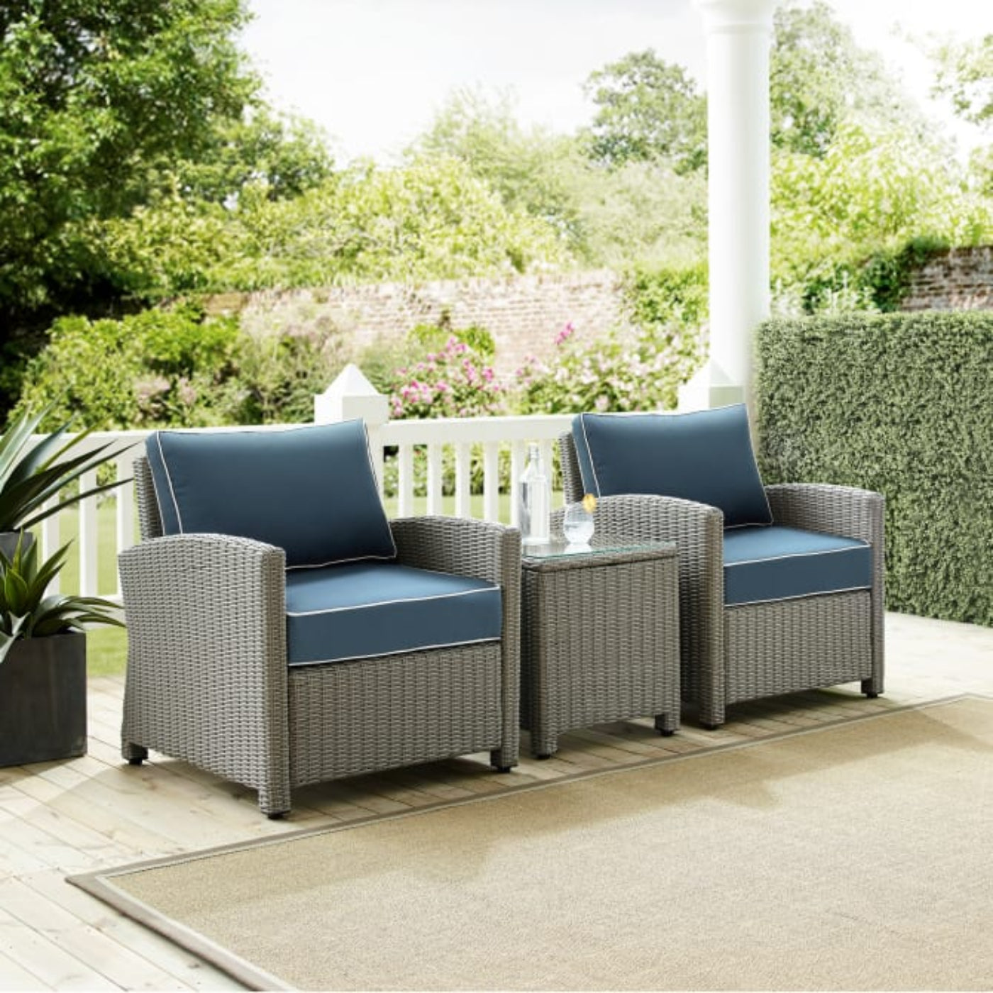 Crosley Kiawah 70 Inch 2pc Outdoor Wicker Chair Set - KO70030BR