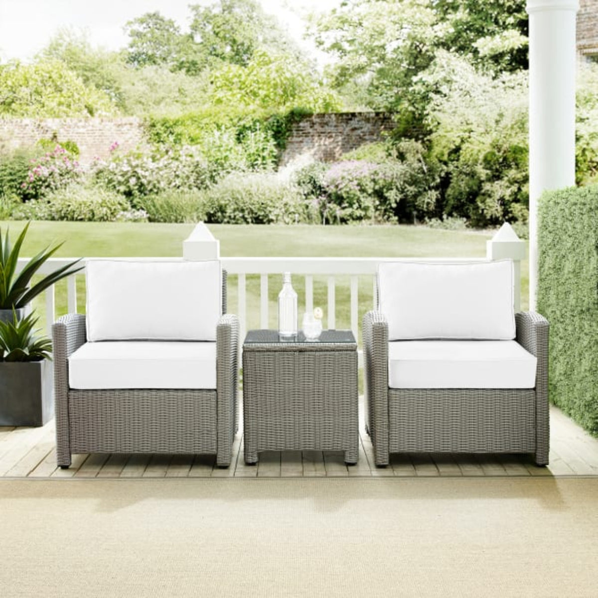 Crosley Bradenton 95 Inch 3pc Outdoor Wicker Armchair Set - KO70052GY