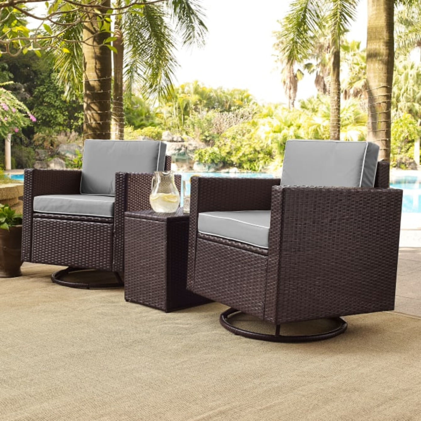 Crosley Palm Harbor 93 Inch 3pc Outdoor Wicker Chair Set - KO70055BR