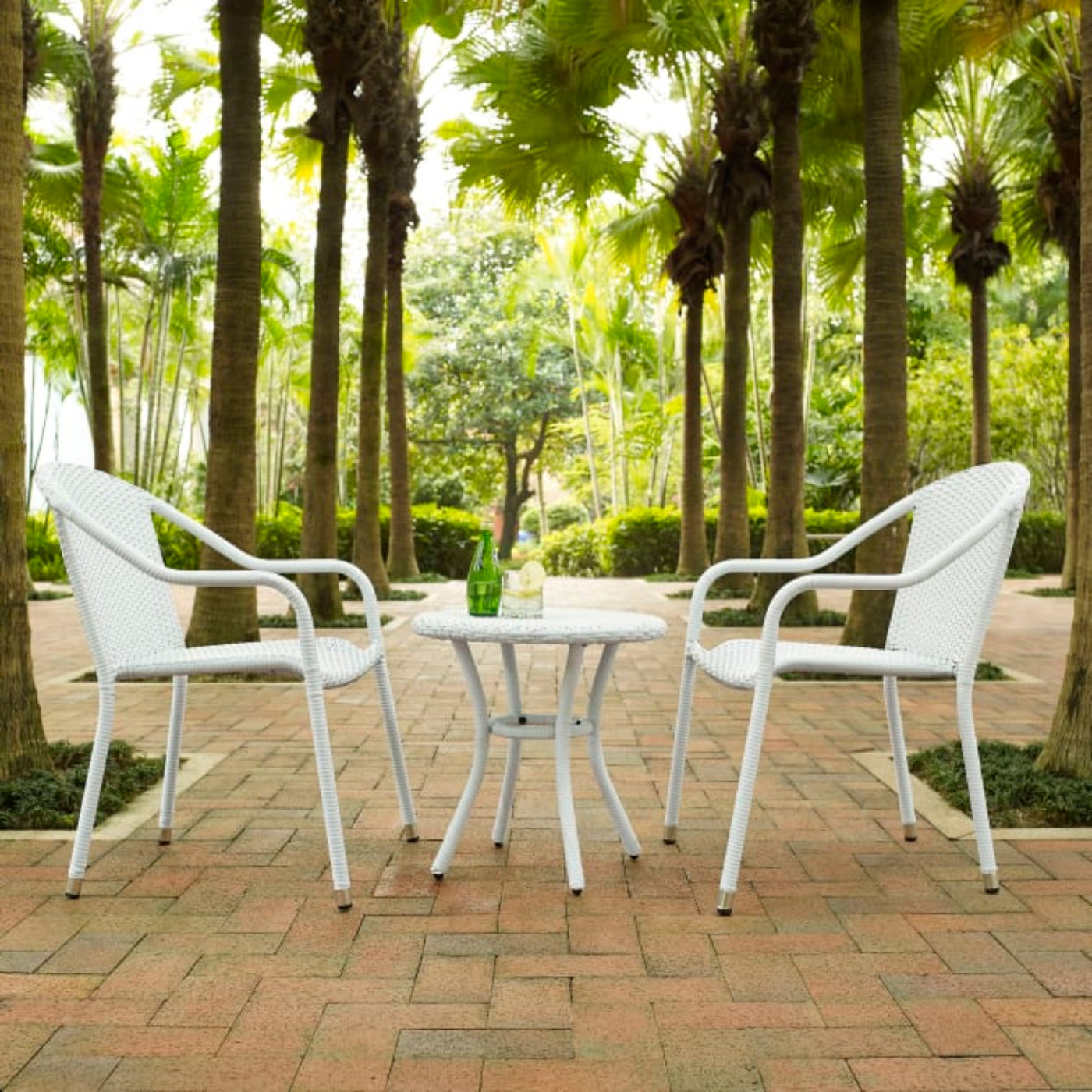 Crosley Palm Harbor 86.50 Inch 3pc Outdoor Wicker Swivel Chair Set - KO70058BR