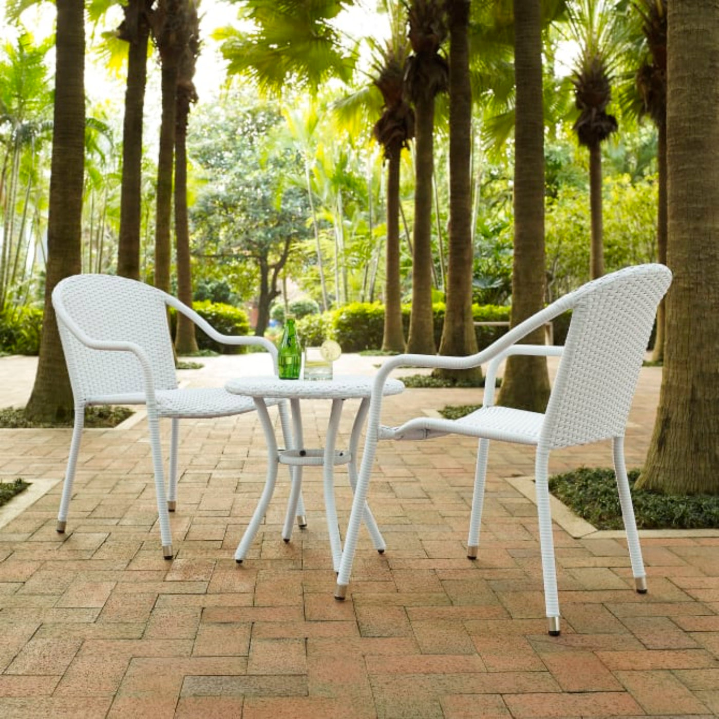 Crosley Palm Harbor 86.50 Inch 3pc Outdoor Wicker Swivel Chair Set - KO70058BR