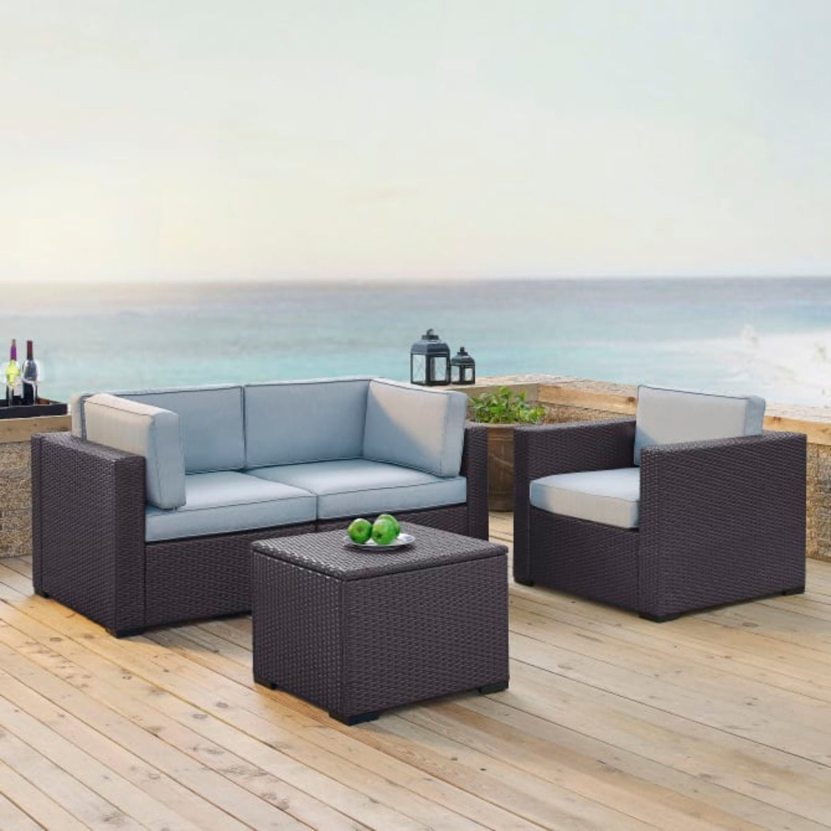 Crosley Biscayne 92.75 Inch 4pc Outdoor Wicker Conversation Set - KO70115BR