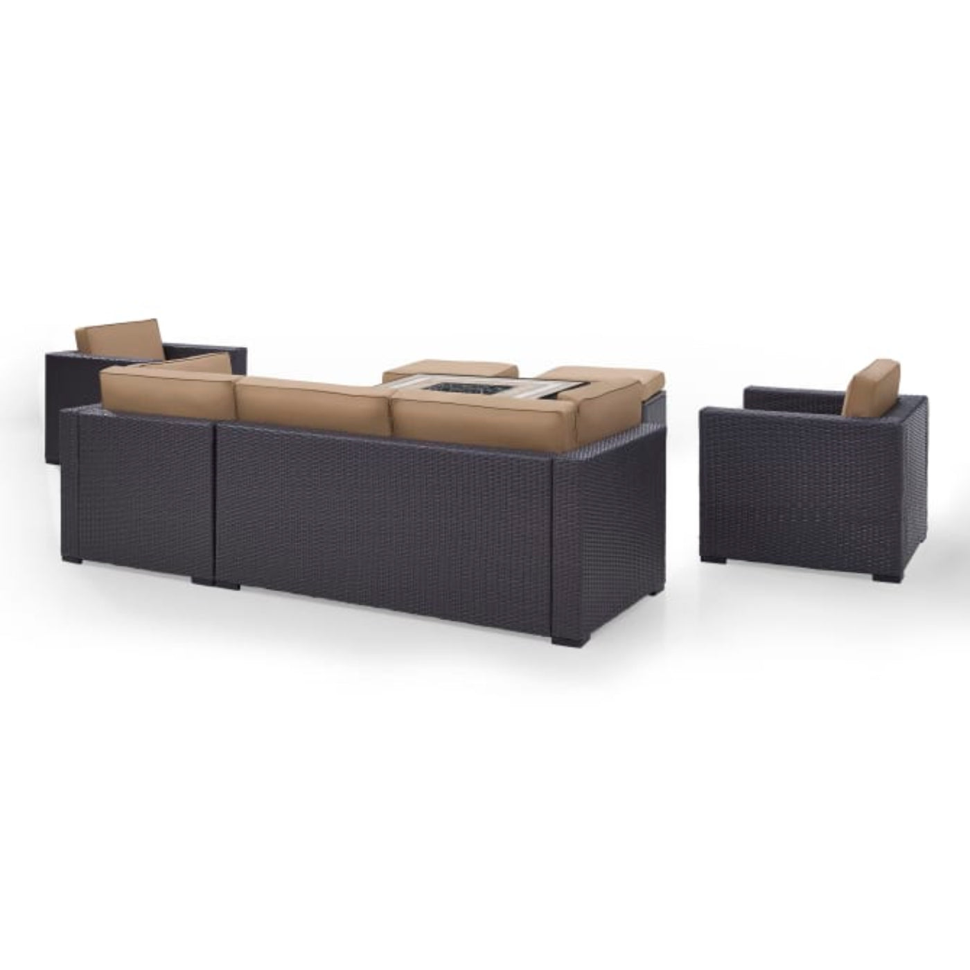 Crosley Biscayne 150.75 Inch 7pc Outdoor Wicker Sectional Set W/Fire Table - KO70116BR
