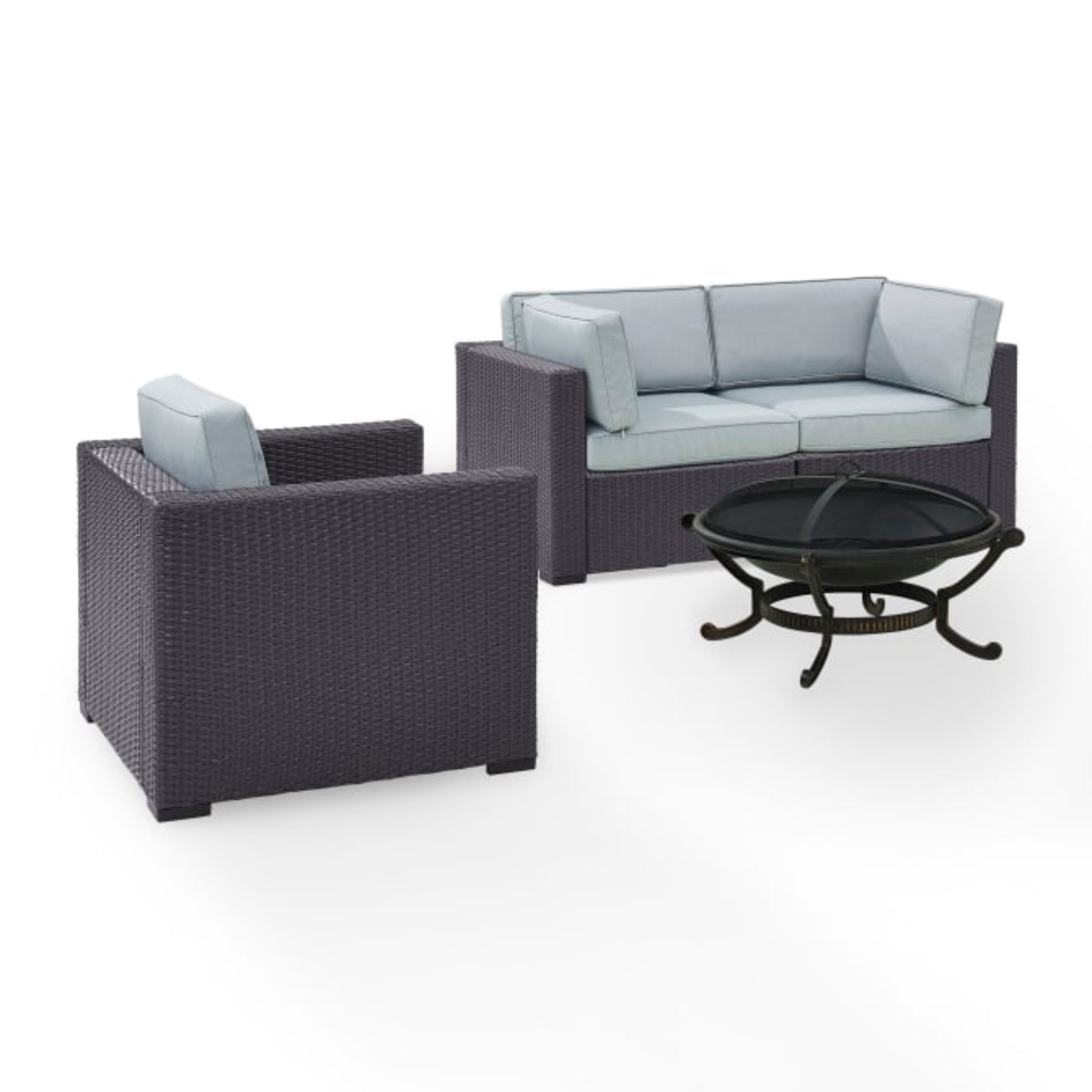 Crosley Biscayne 113.75 Inch 4pc Outdoor Wicker Conversation Set W/Fire Pit - KO70119BR