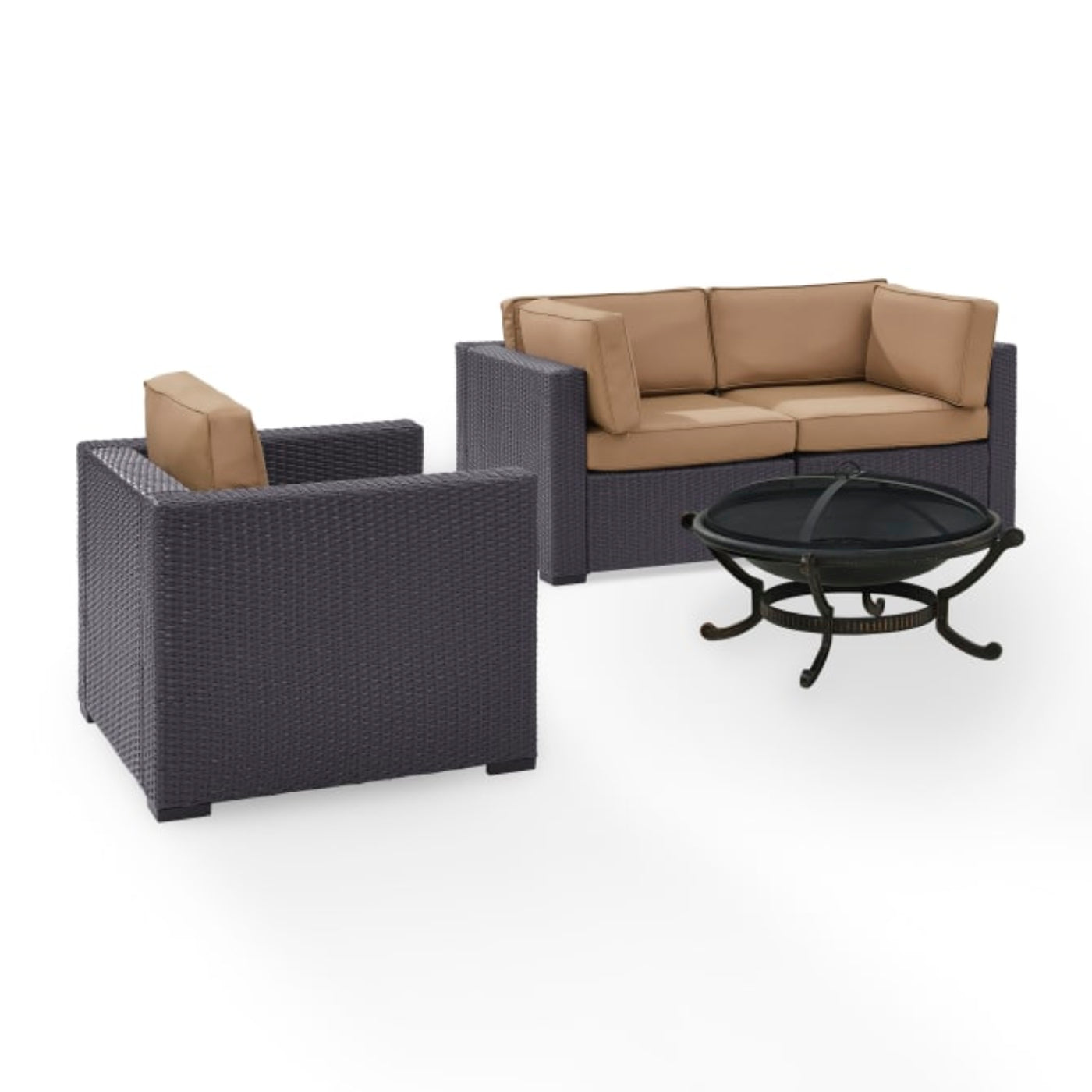 Crosley Biscayne 113.75 Inch 4pc Outdoor Wicker Conversation Set W/Fire Pit - KO70119BR