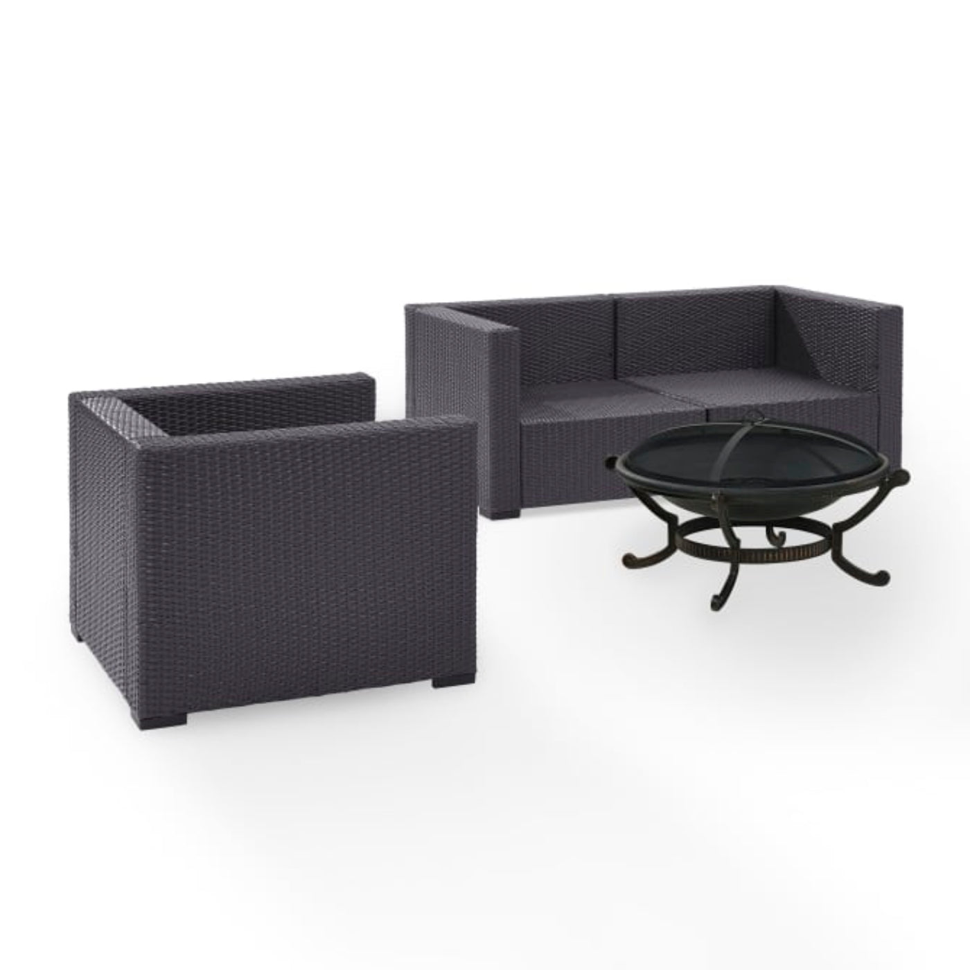 Crosley Biscayne 113.75 Inch 4pc Outdoor Wicker Conversation Set W/Fire Pit - KO70119BR