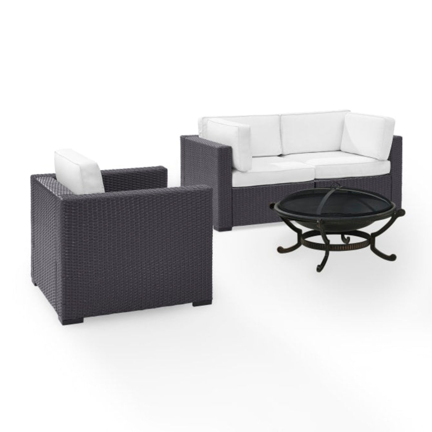 Crosley Biscayne 113.75 Inch 4pc Outdoor Wicker Conversation Set W/Fire Pit - KO70119BR