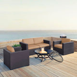 Crosley Biscayne 147 Inch 5pc Outdoor Wicker Conversation Set W/Fire Pit - KO70121BR