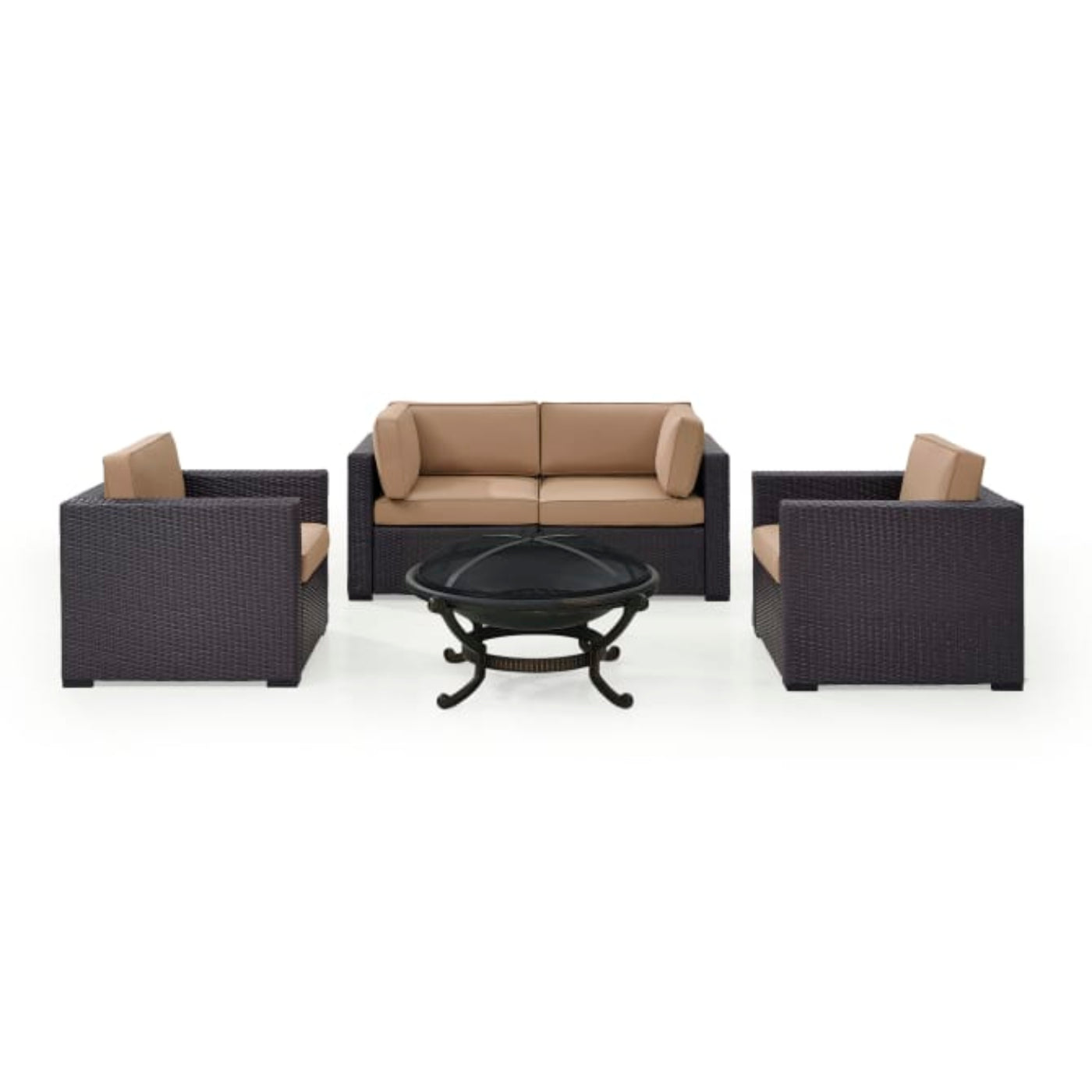 Crosley Biscayne 147 Inch 5pc Outdoor Wicker Conversation Set W/Fire Pit - KO70121BR