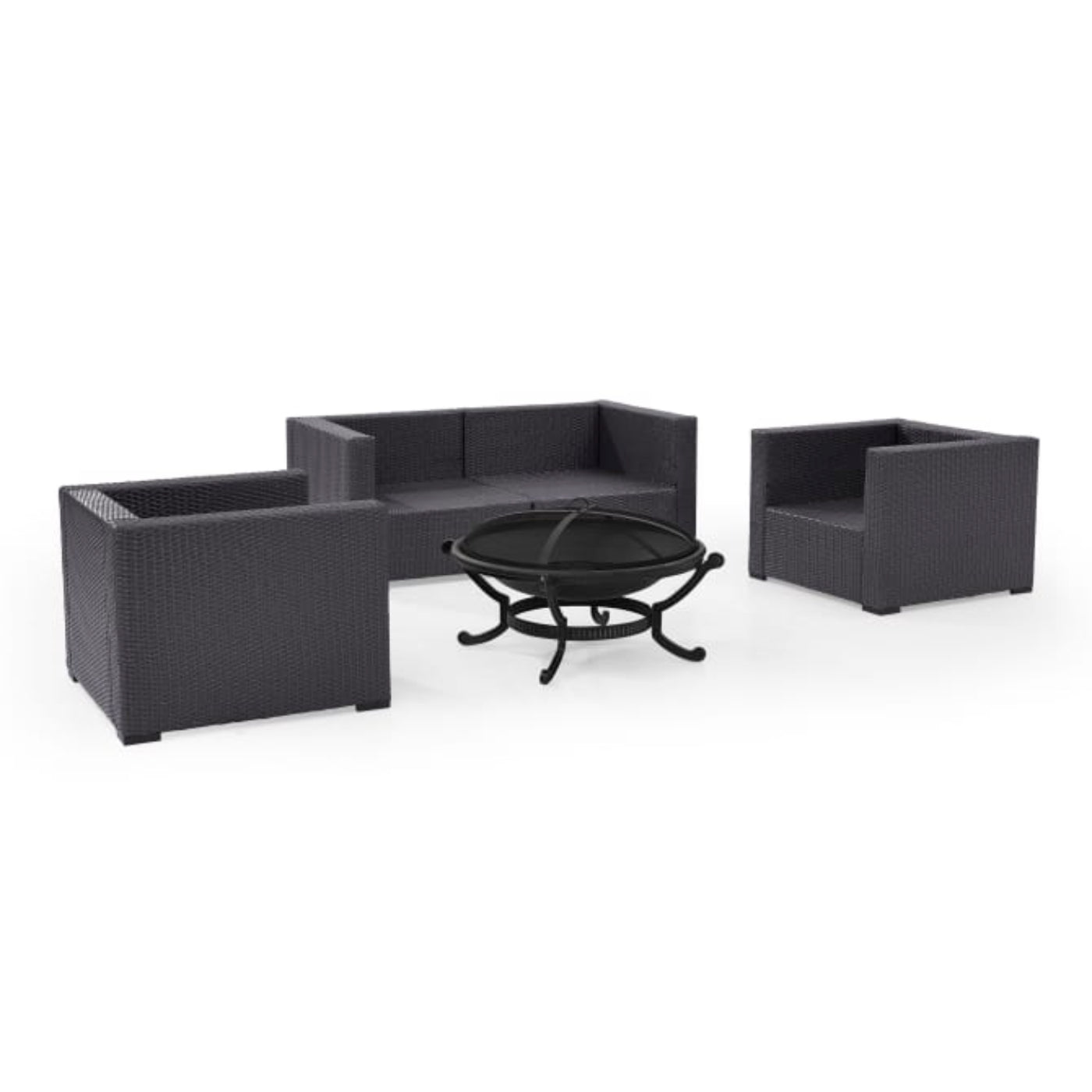 Crosley Biscayne 147 Inch 5pc Outdoor Wicker Conversation Set W/Fire Pit - KO70121BR