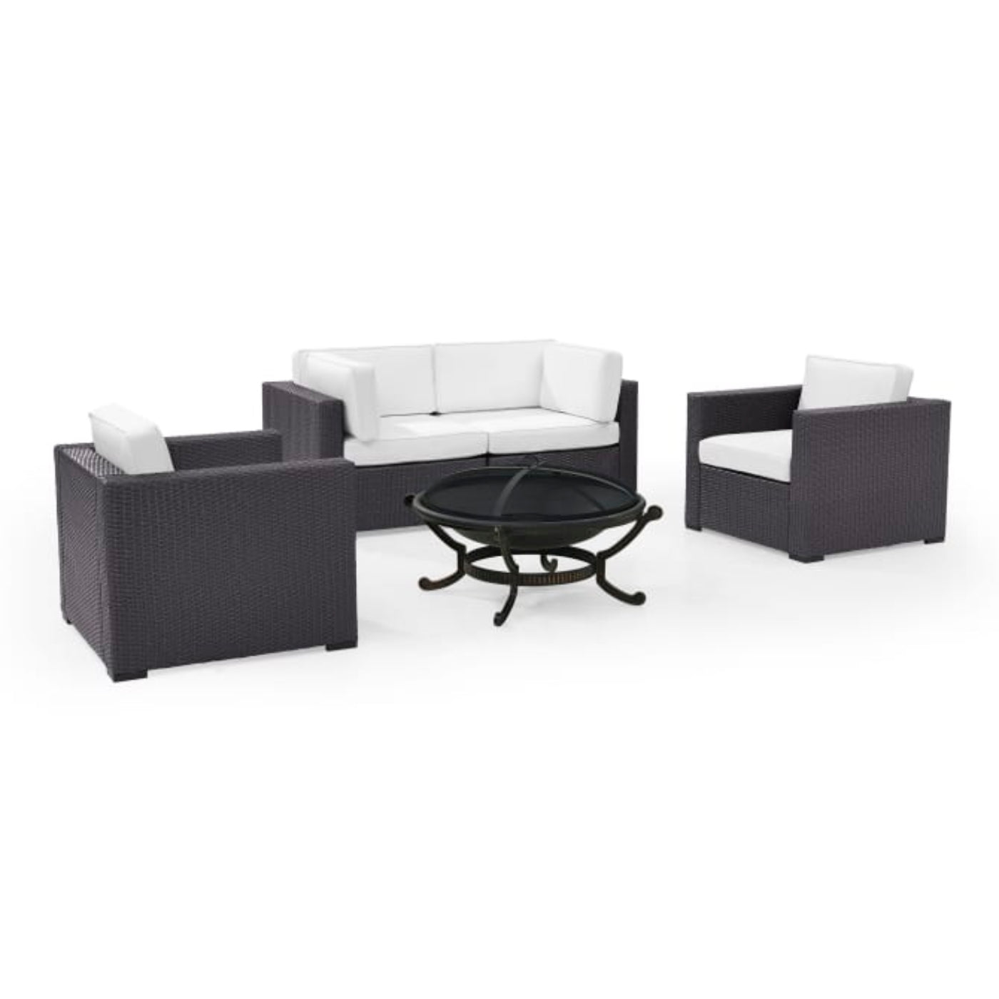 Crosley Biscayne 147 Inch 5pc Outdoor Wicker Conversation Set W/Fire Pit - KO70121BR